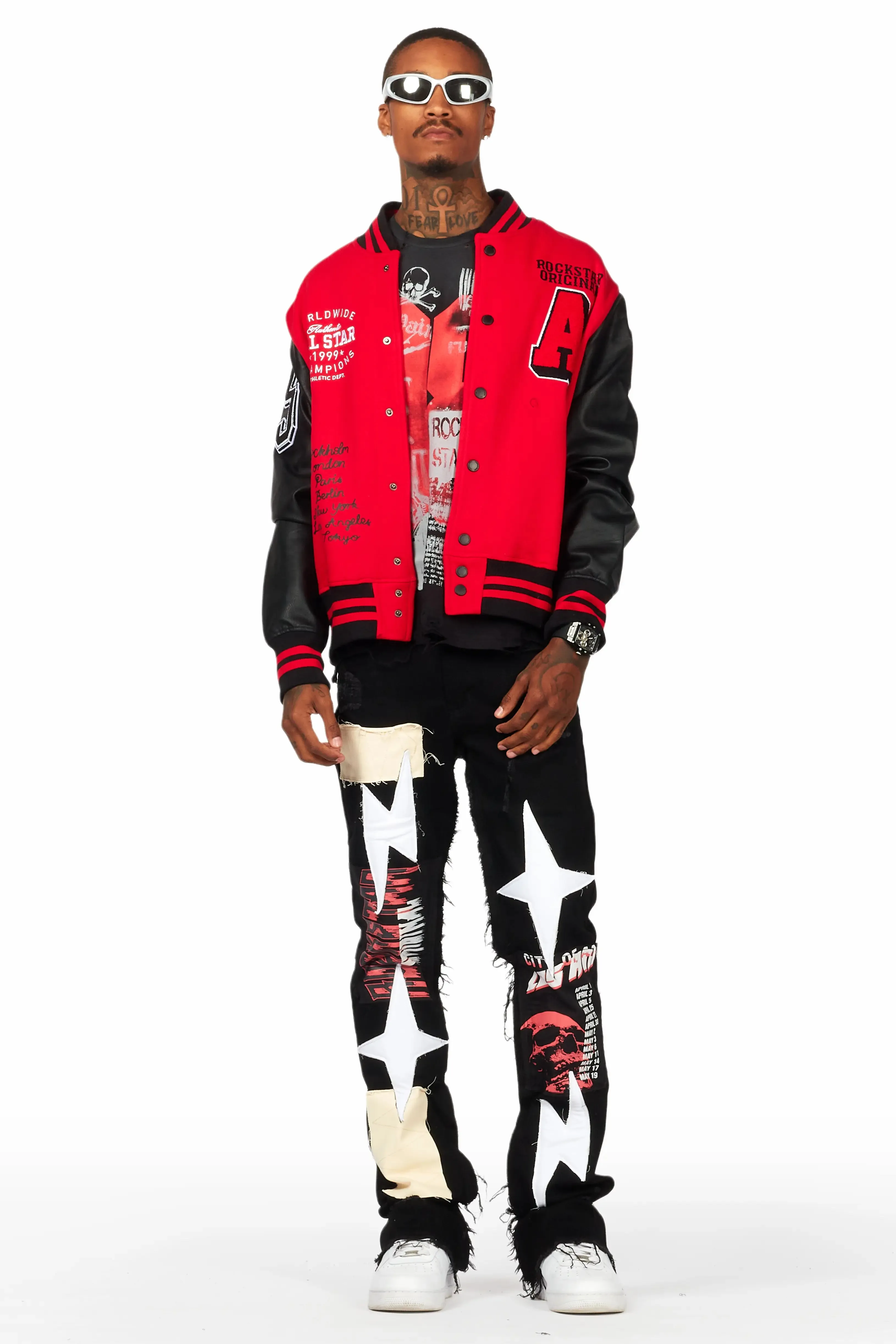 Rhys Black Patchwork Stacked Flare Jean sold by Rockstar Original product image thumbnail 3