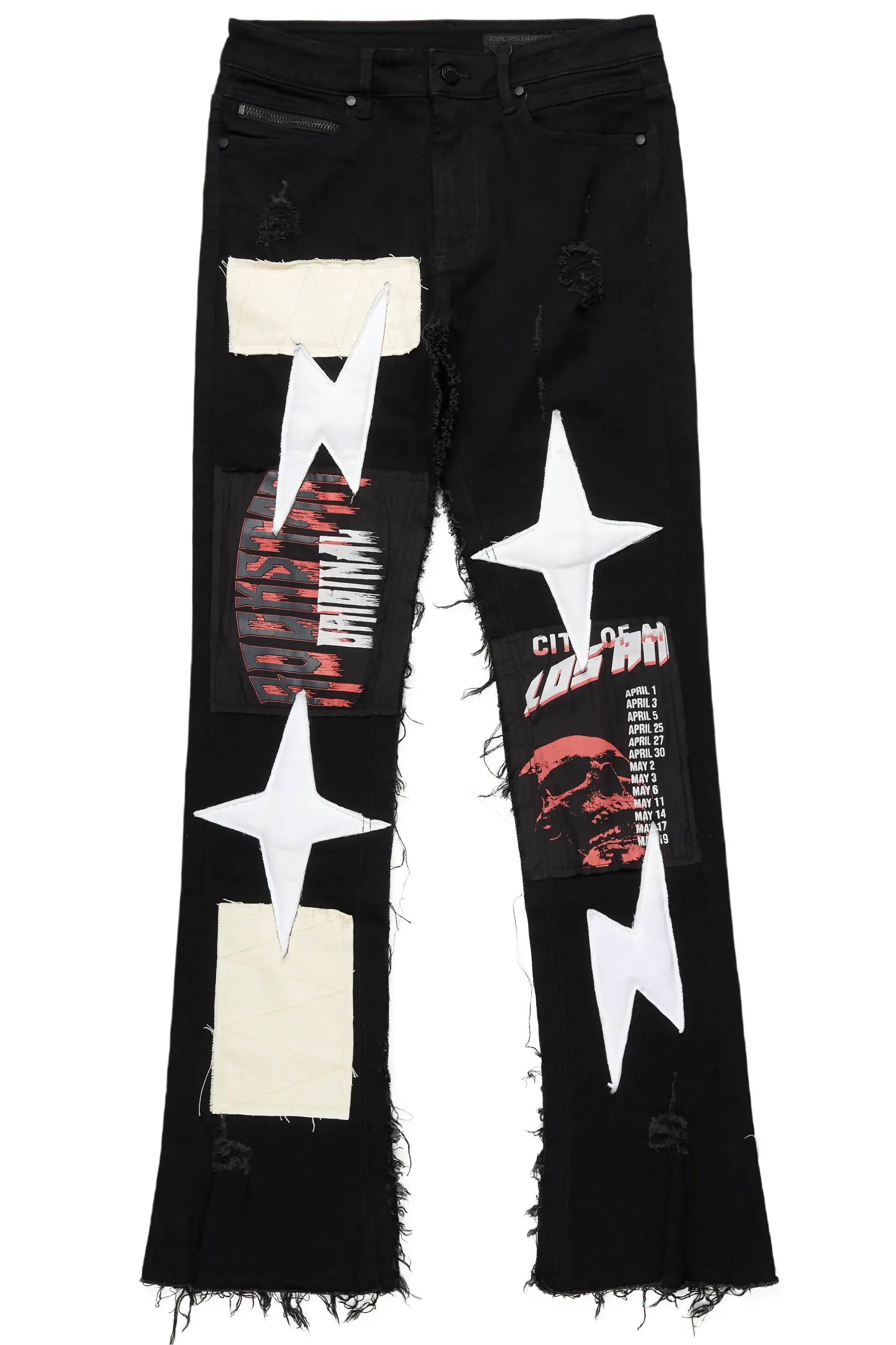 Rhys Black Patchwork Stacked Flare Jean sold by Rockstar Original product image thumbnail 2