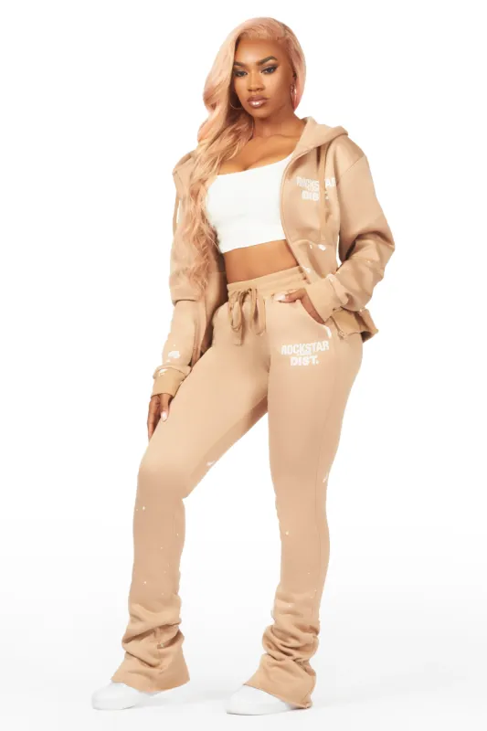 Halloway Tan Zip Up Super Stacked Trackset sold by Rockstar Original