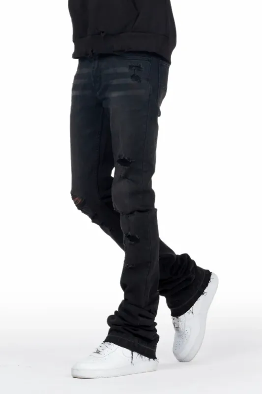 Stellan Black Super Stacked Flare Jean sold by Rockstar Original