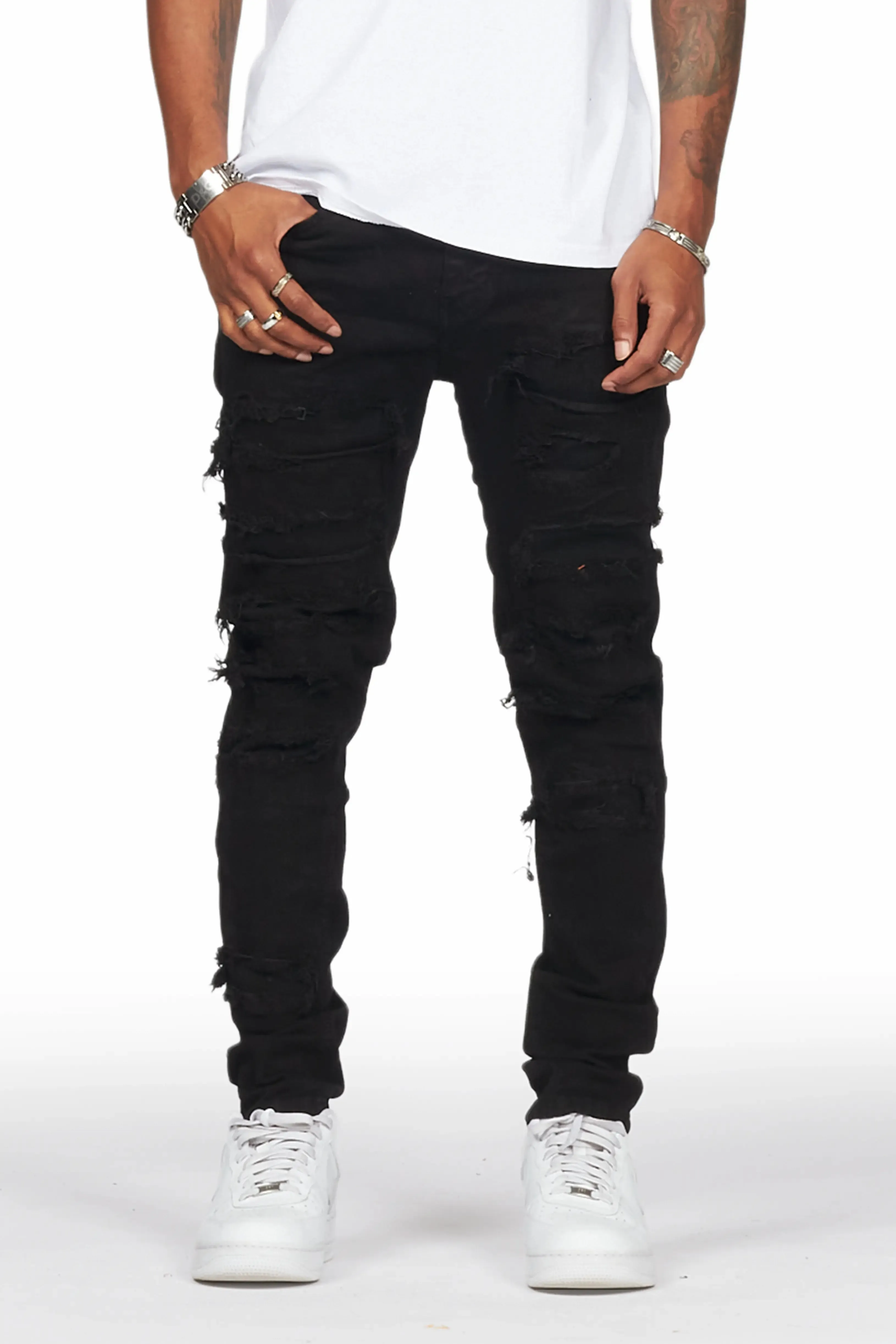 Dalit Jet Black Under Patch Skinny Fit Jean sold by Rockstar Original