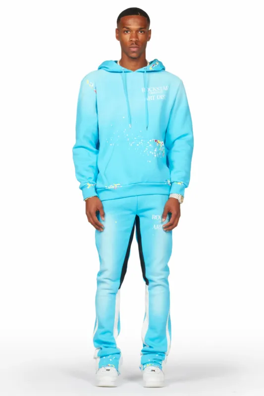 Rockstar Art Dist. Blue/White Hoodie/Stacked Flare Pant Set sold by Rockstar Original