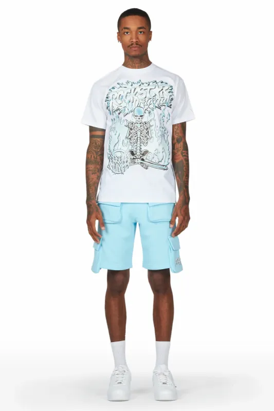 Yoga White/Blue T-Shirt Short Set sold by Rockstar Original