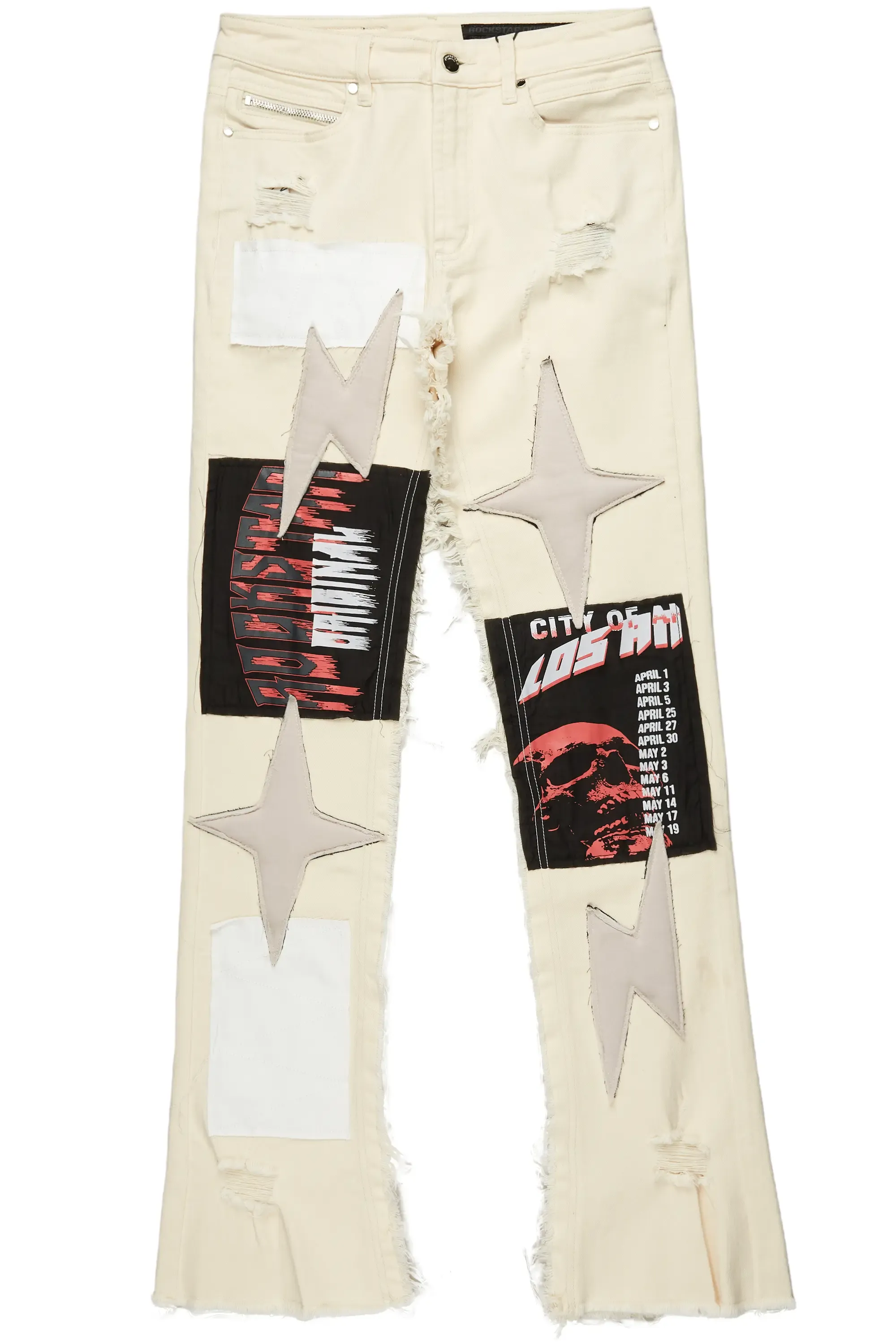 Rhys Beige Patchwork Stacked Flare Jean sold by Rockstar Original product image thumbnail 3