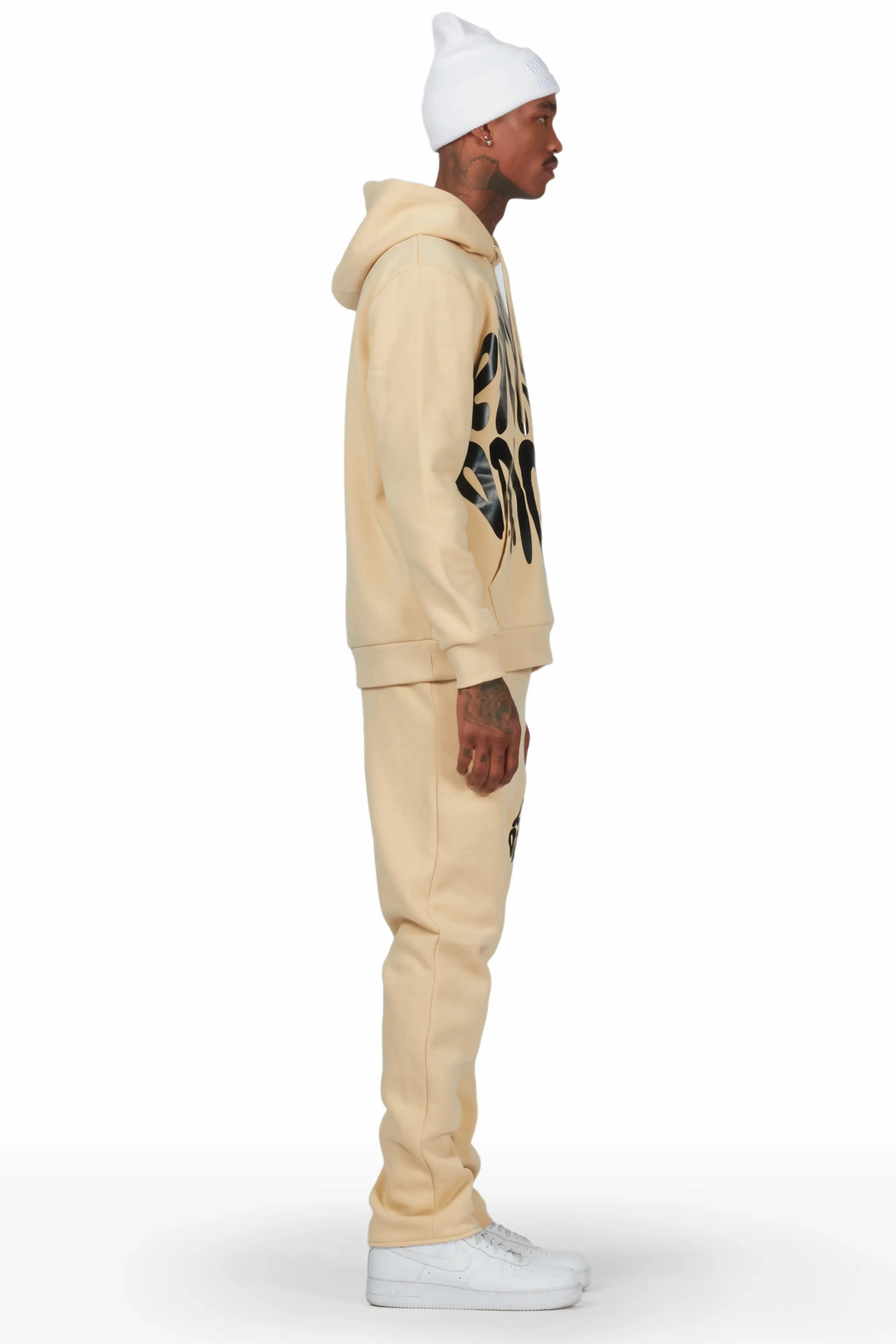 Thierry Beige Hoodie Slim Fit Track Set sold by Rockstar Original product image thumbnail 3