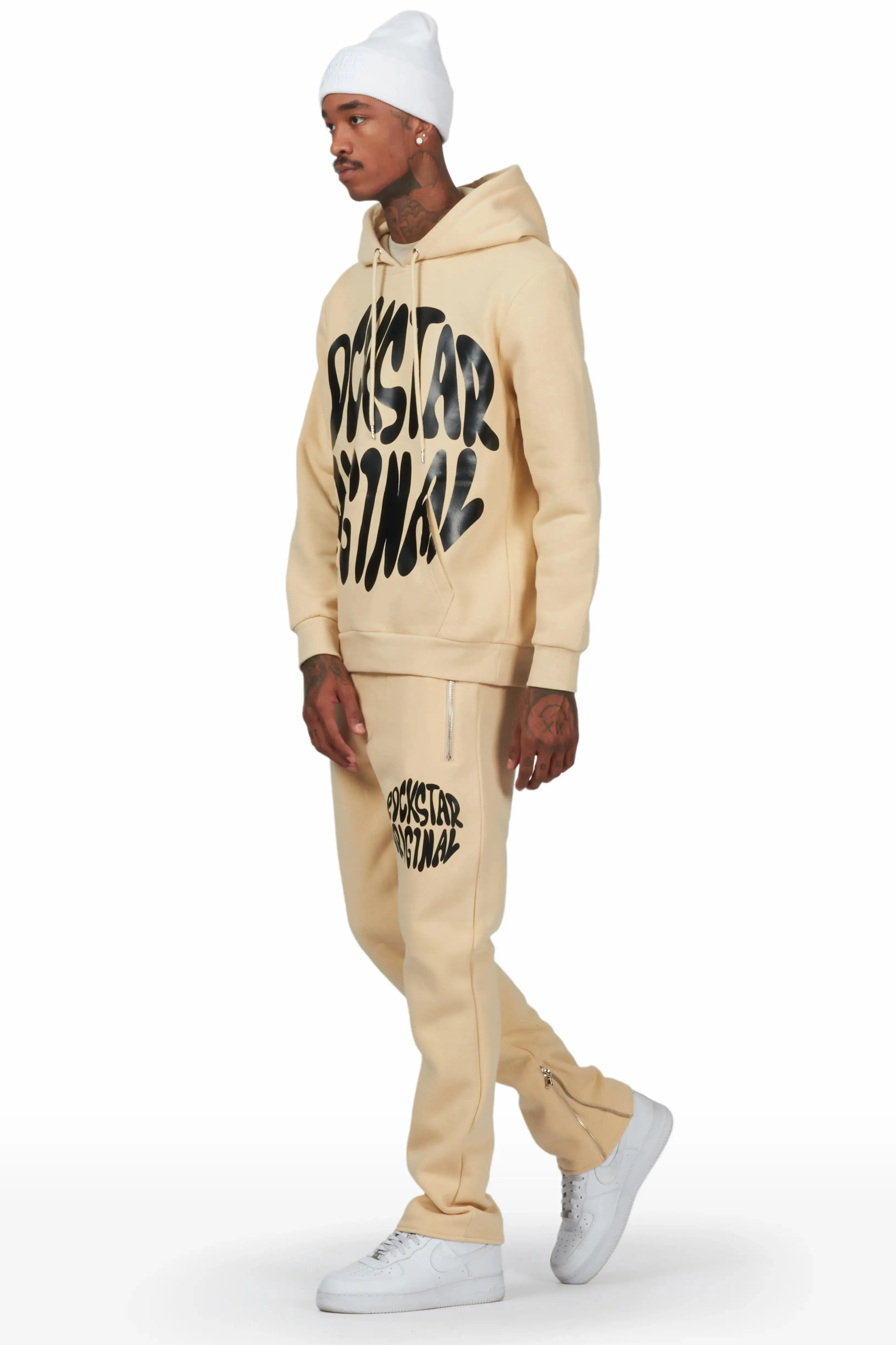 Thierry Beige Hoodie Slim Fit Track Set sold by Rockstar Original product image thumbnail 2