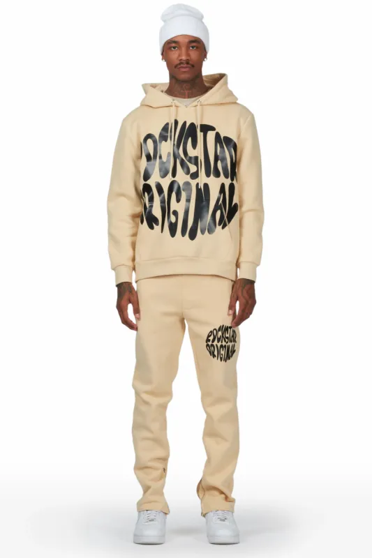 Thierry Beige Hoodie Slim Fit Track Set sold by Rockstar Original