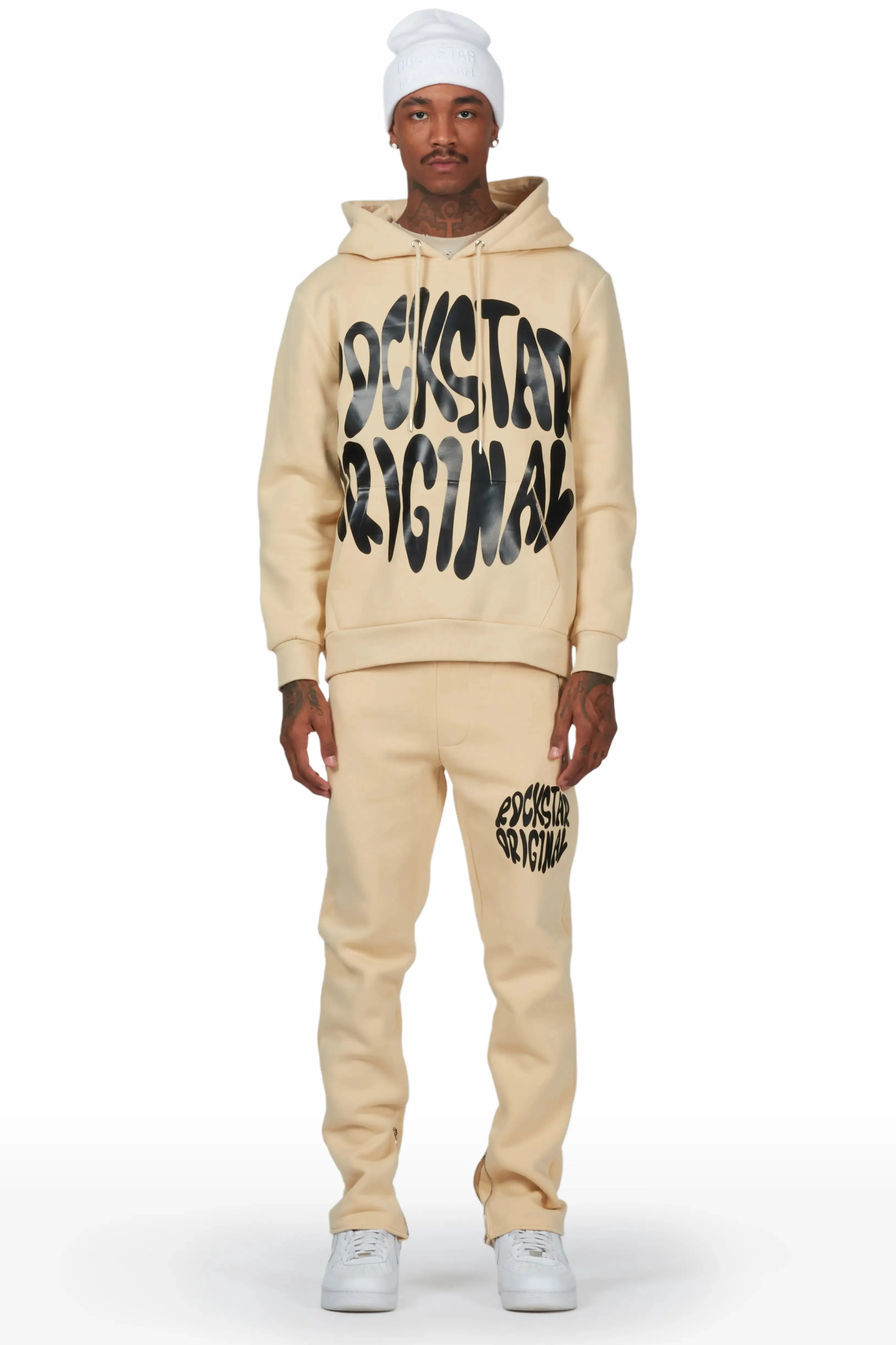 Thierry Beige Hoodie Slim Fit Track Set sold by Rockstar Original