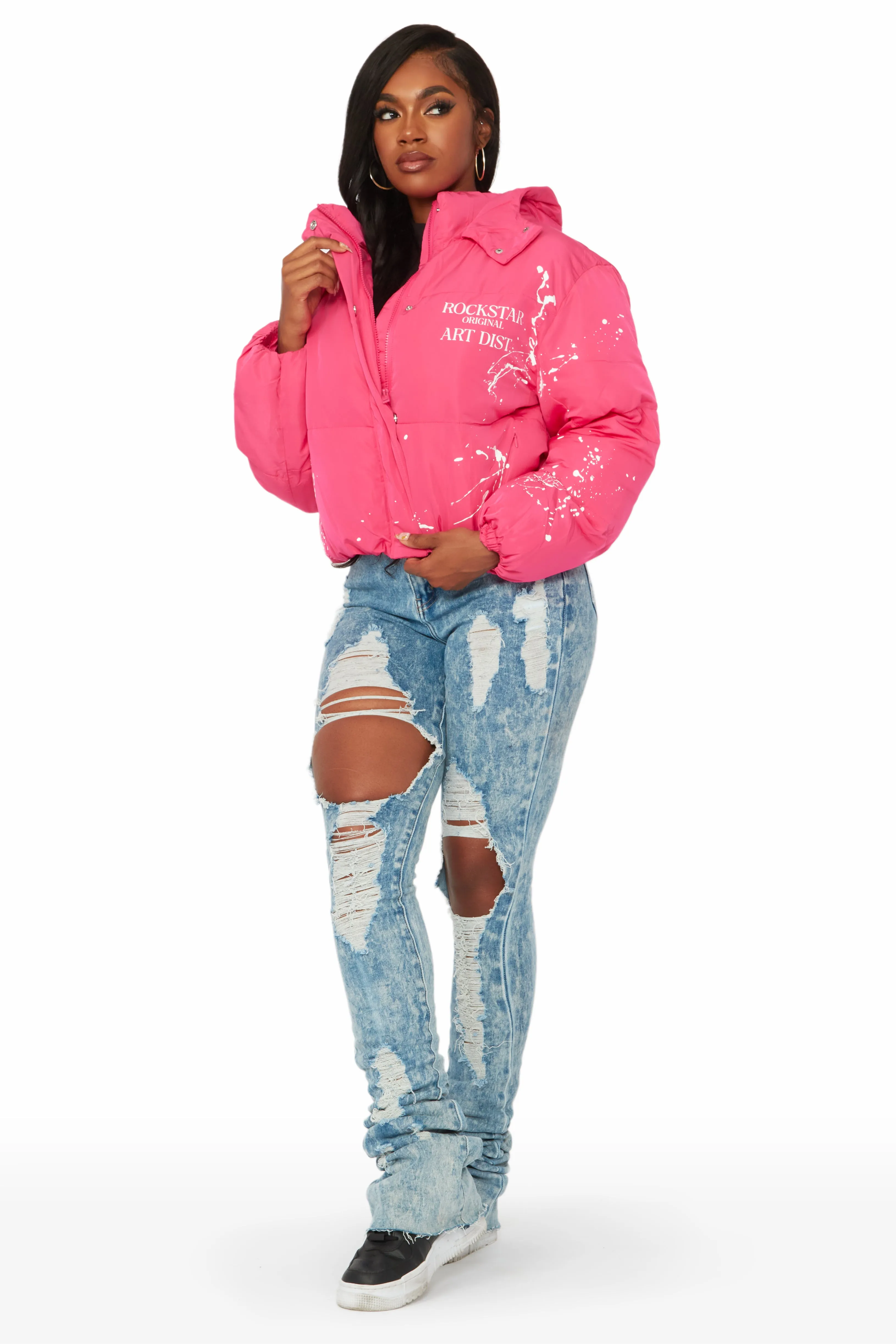 Keira Fuchsia Drippy Puffer Jacket sold by Rockstar Original product image thumbnail 3