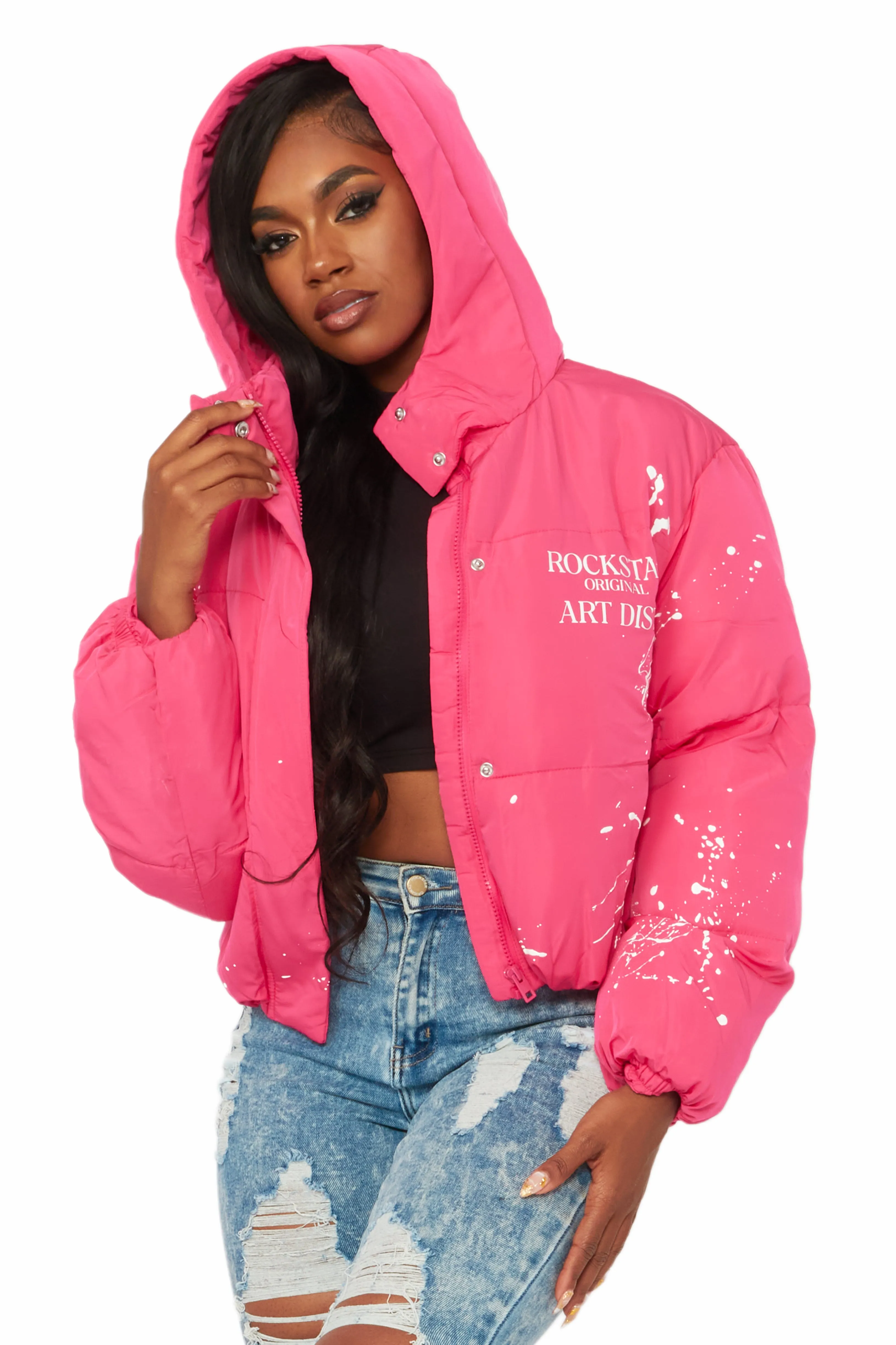 Keira Fuchsia Drippy Puffer Jacket sold by Rockstar Original product image thumbnail 2