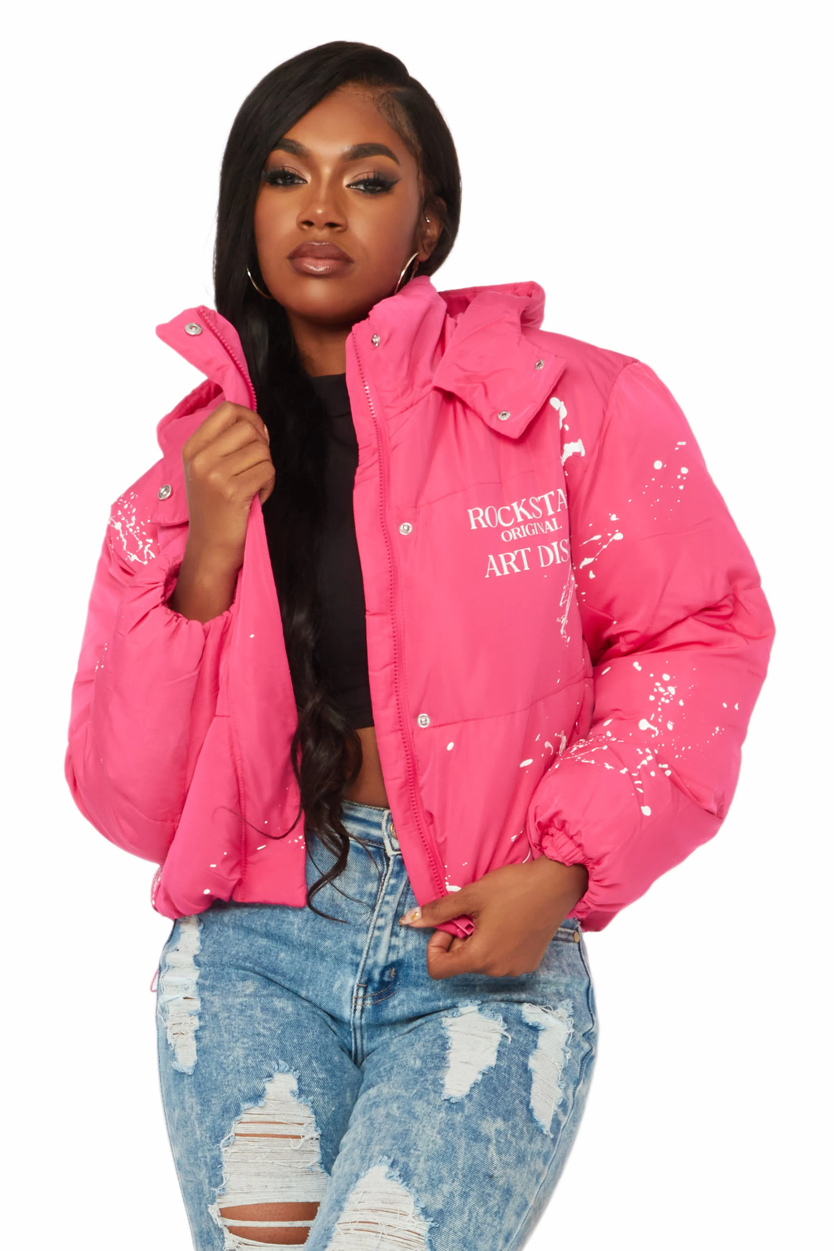 Keira Fuchsia Drippy Puffer Jacket sold by Rockstar Original product image thumbnail 4