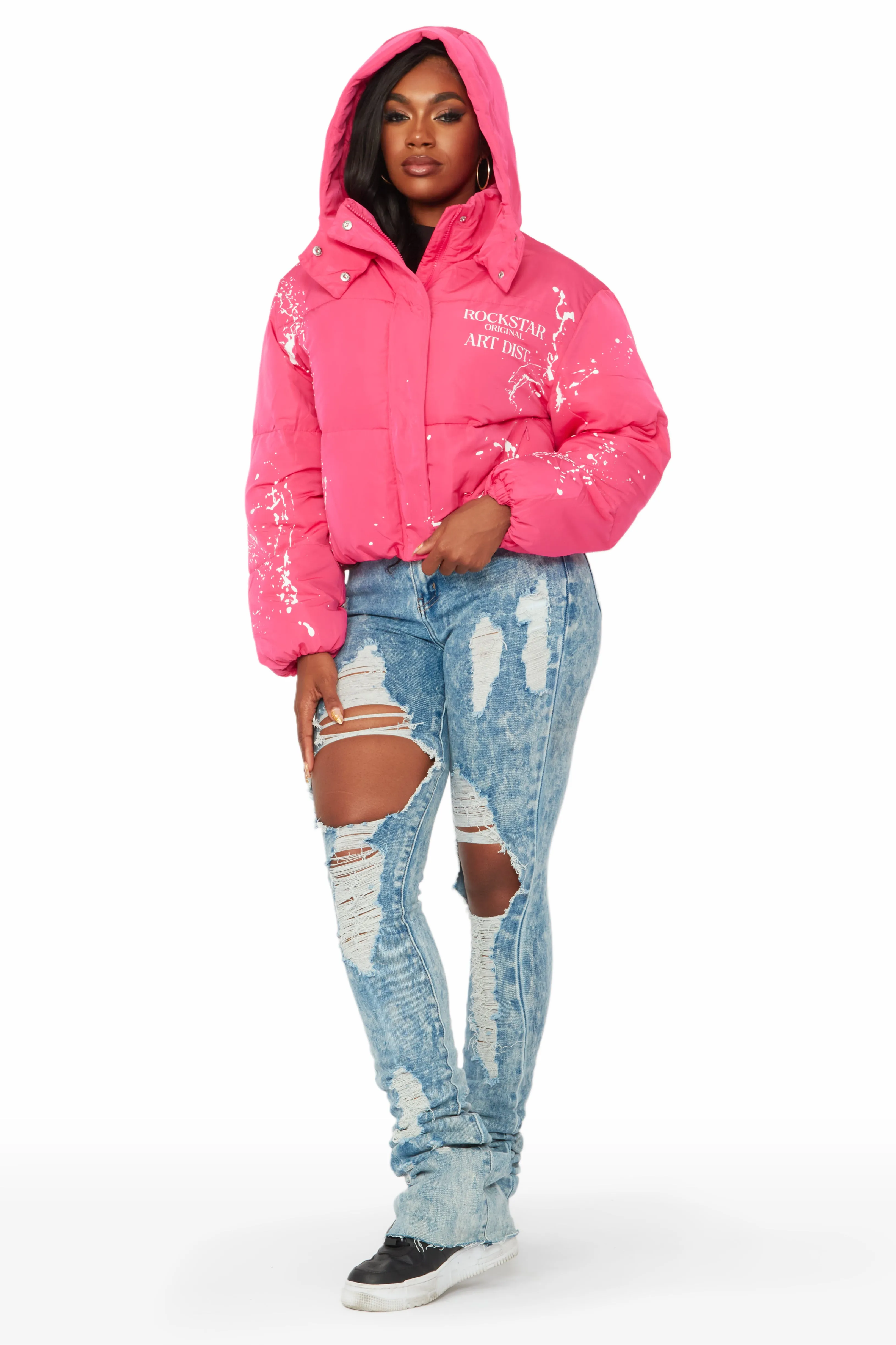 Keira Fuchsia Drippy Puffer Jacket sold by Rockstar Original product image thumbnail 5