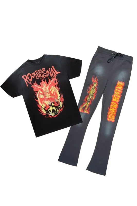Waho Charcoal/Black T-Shirt/Stacked Flare Track Set sold by Rockstar Original