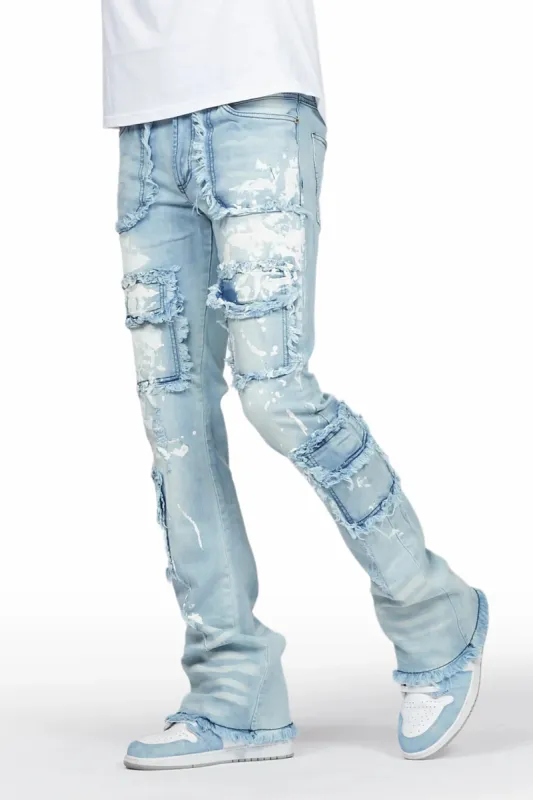 Velan Blue Painter Stacked Flare Jean sold by Rockstar Original