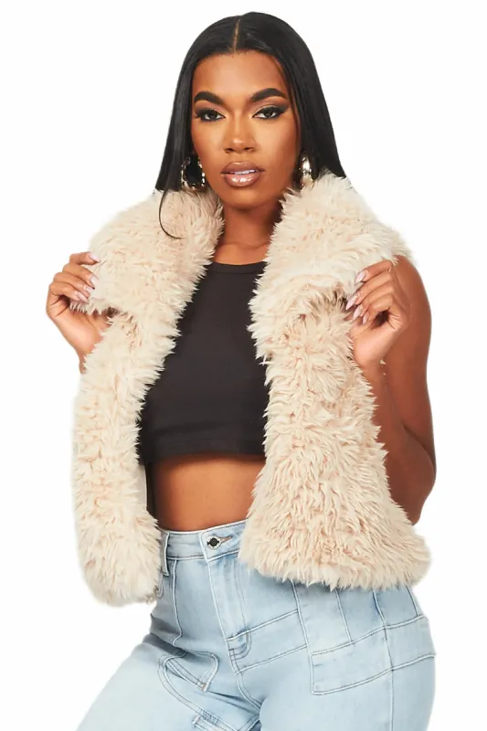 Keionna Beige Fur Vest sold by Rockstar Original