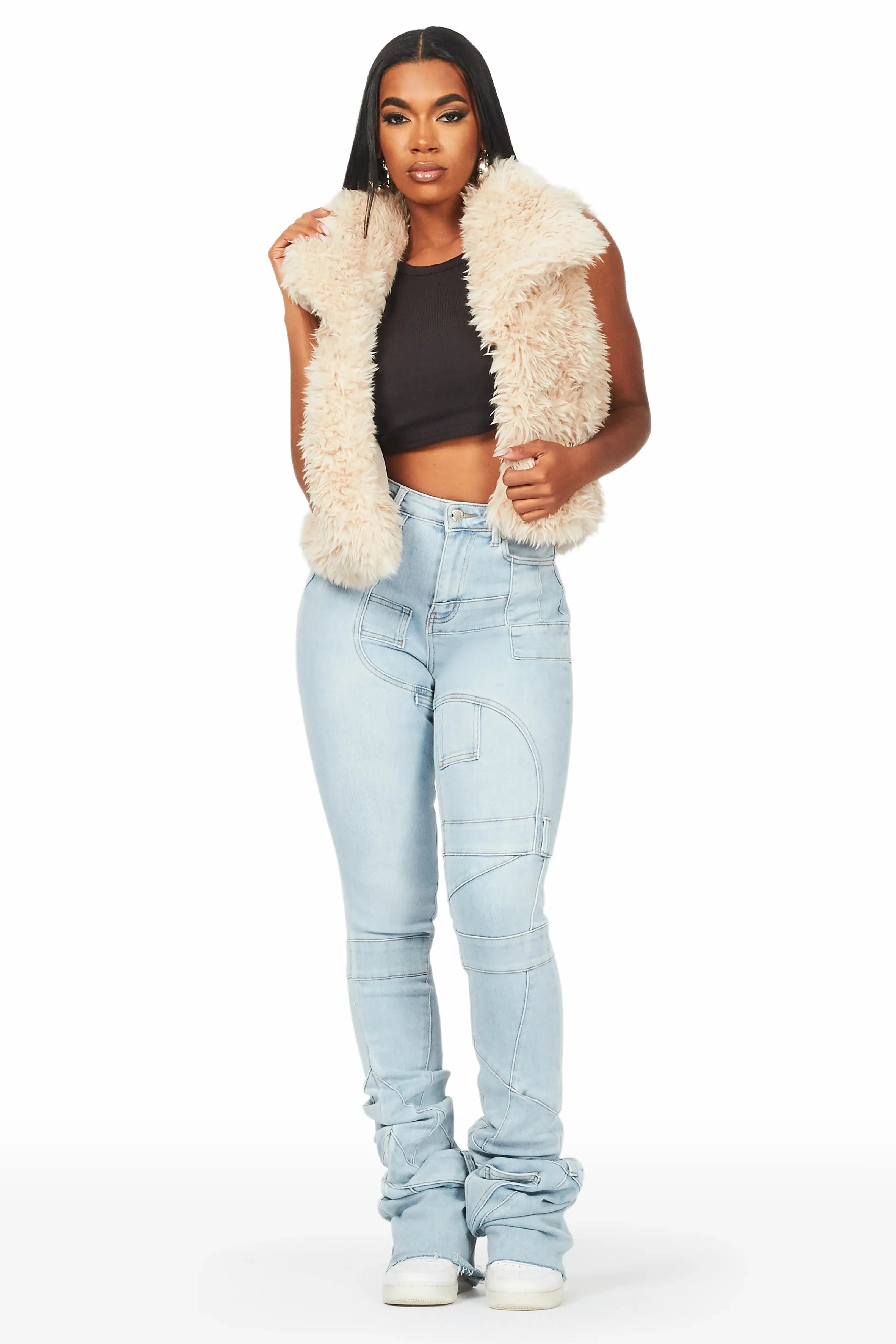 Keionna Beige Fur Vest sold by Rockstar Original product image thumbnail 2