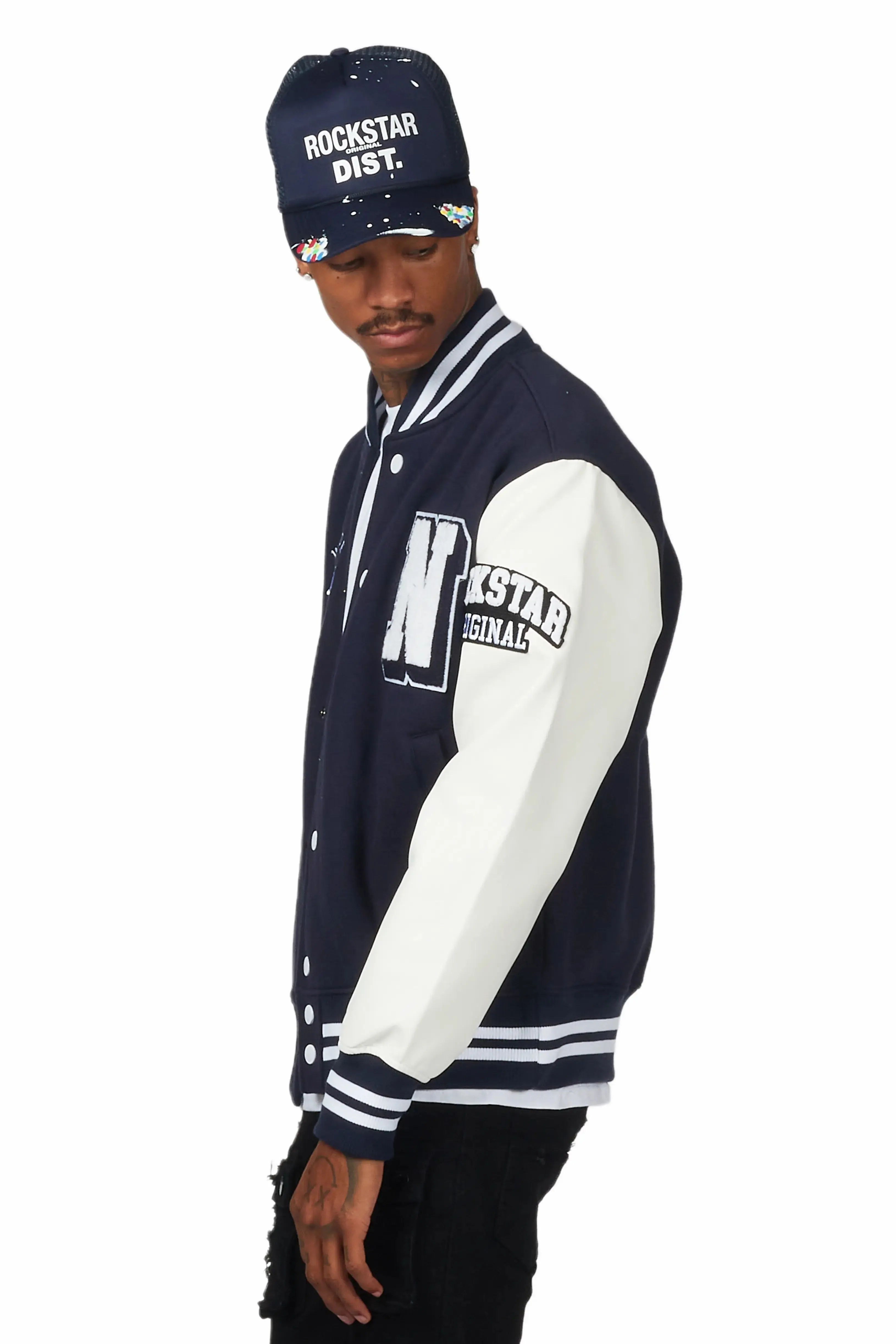 Himiko Navy Varsity Jacket sold by Rockstar Original product image thumbnail 4