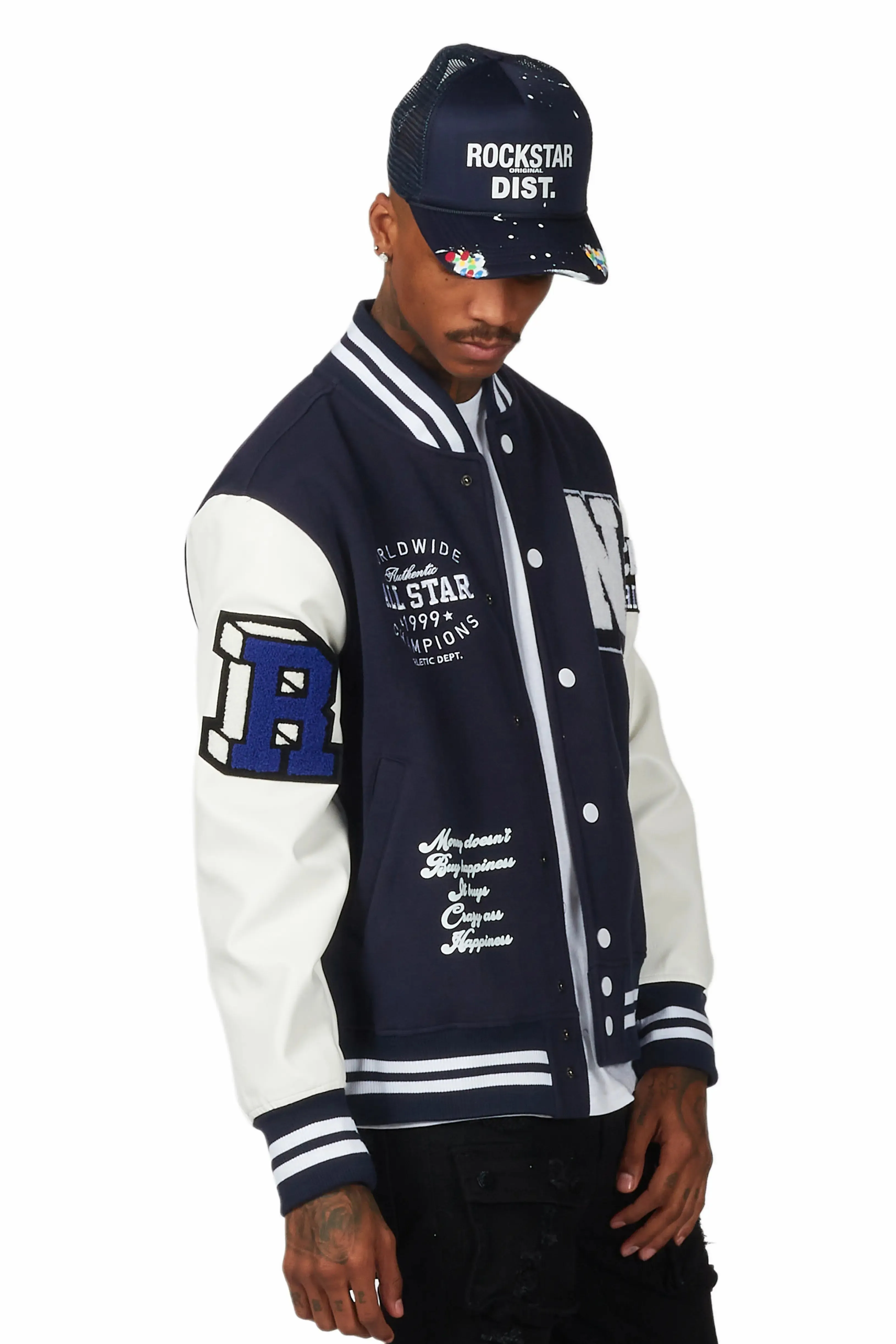 Himiko Navy Varsity Jacket sold by Rockstar Original product image thumbnail 5