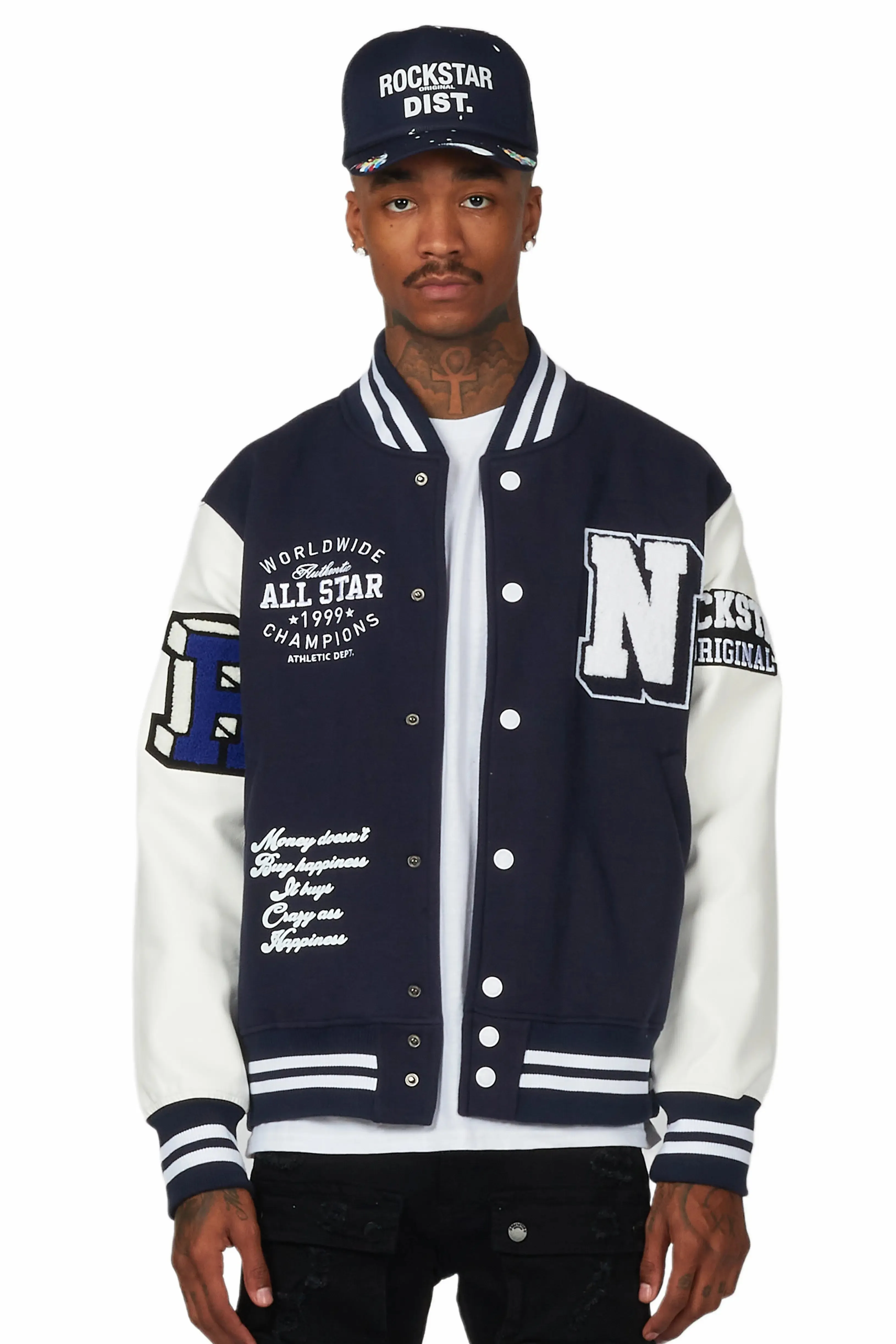 Himiko Navy Varsity Jacket sold by Rockstar Original