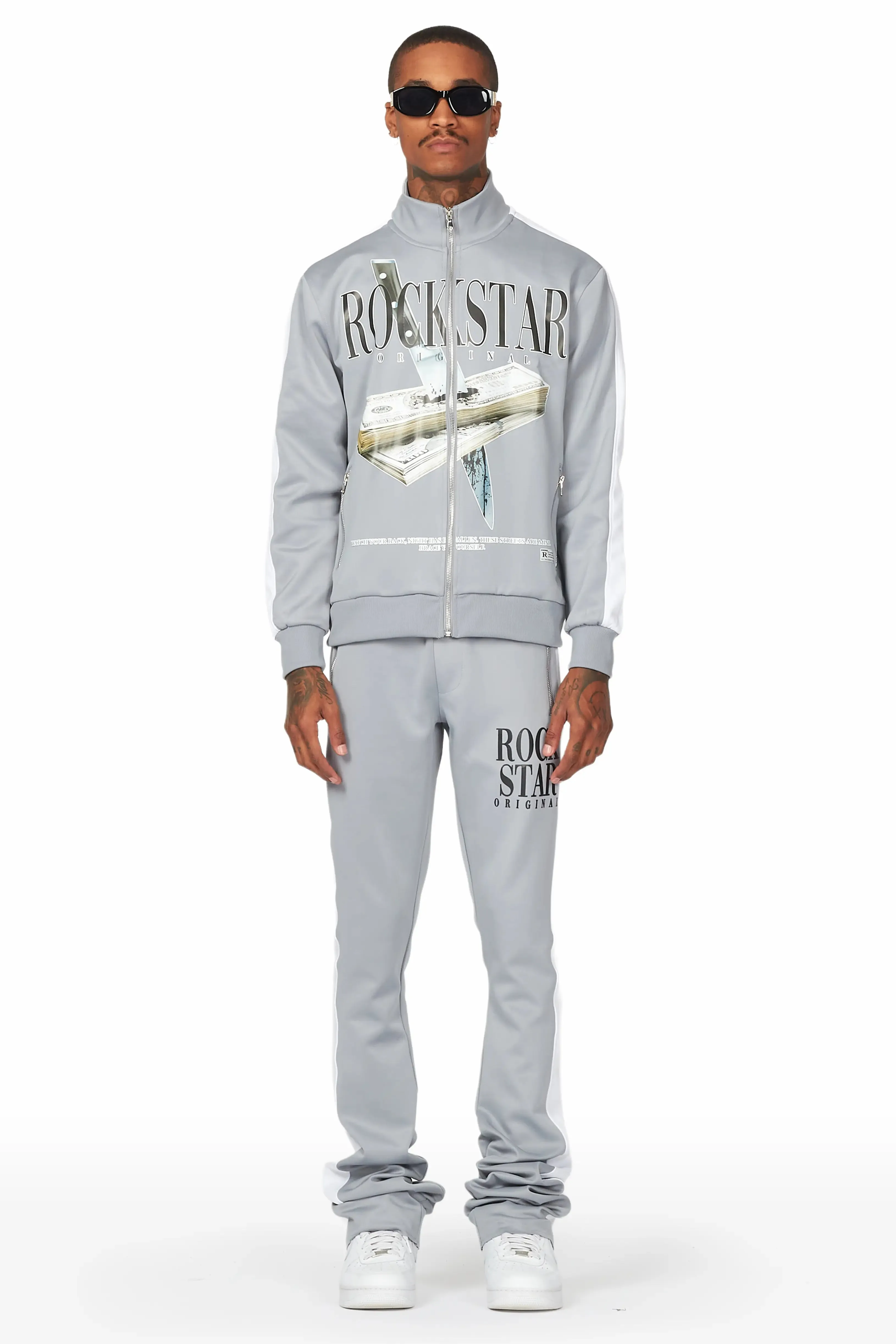 Dayte Nite Grey Tricot Super Stacked Track Set sold by Rockstar Original