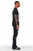 Garson Black Painter Stacked Flare Jean sold by Rockstar Original