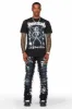 Garson Black Painter Stacked Flare Jean sold by Rockstar Original