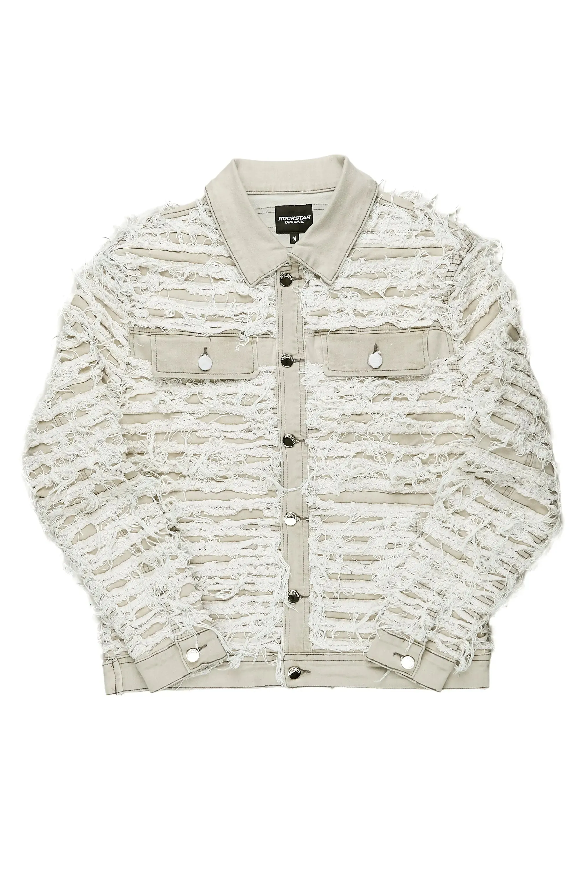 Ayan Grey Distressed Denim Jacket sold by Rockstar Original product image thumbnail 2