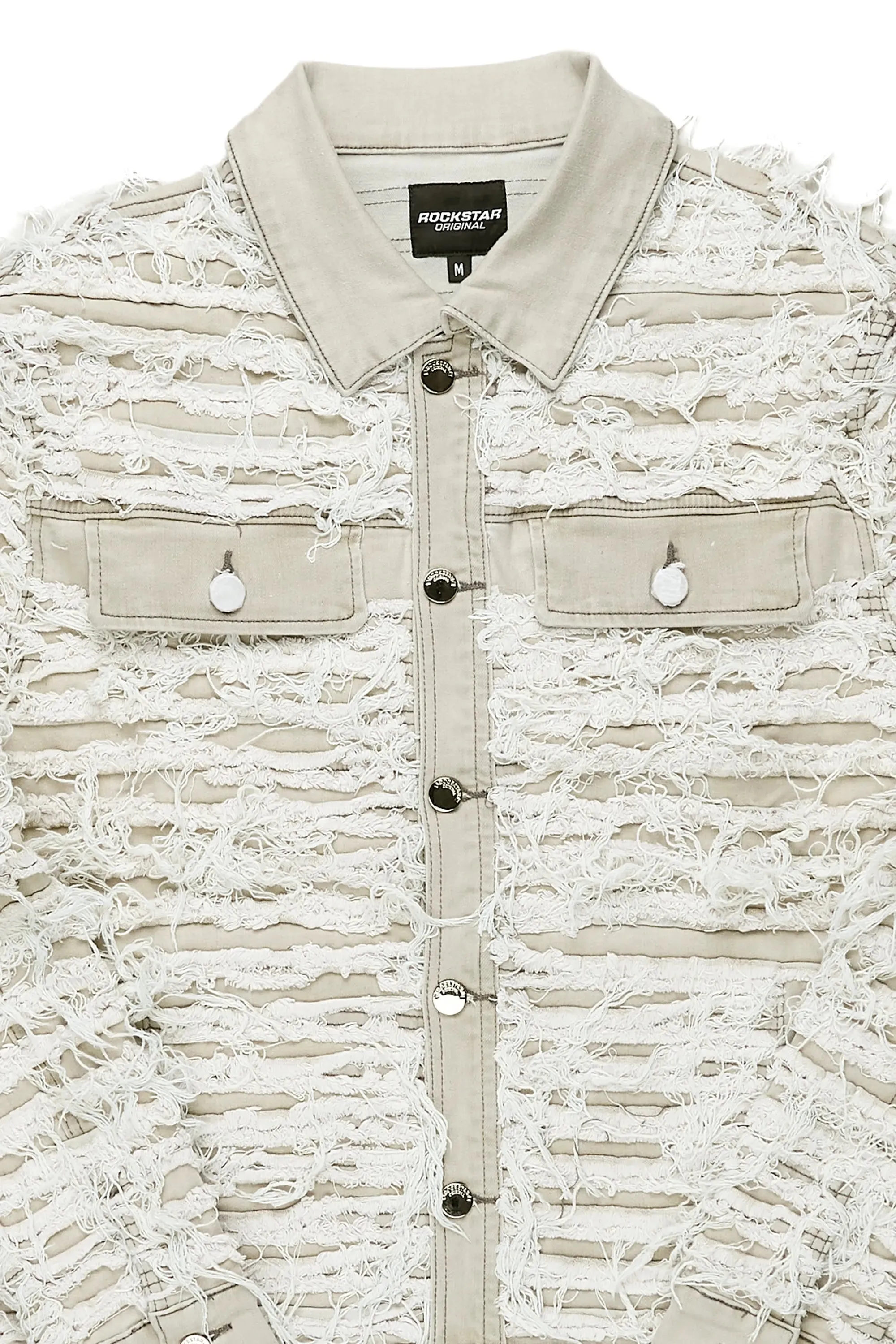 Ayan Grey Distressed Denim Jacket sold by Rockstar Original product image thumbnail 3