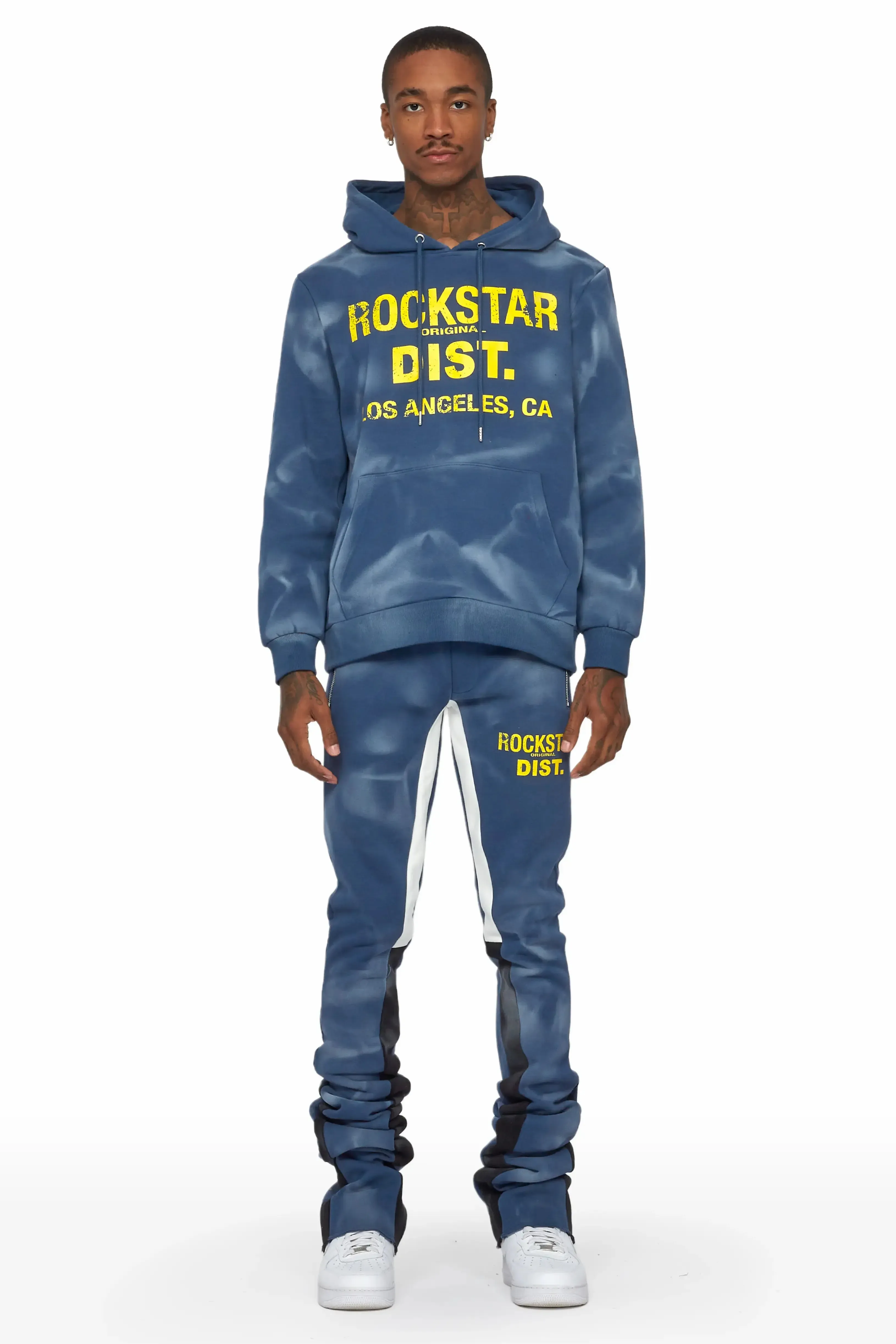 Nelly Navy Hoodie/Super Stacked Flare Pant Set sold by Rockstar Original