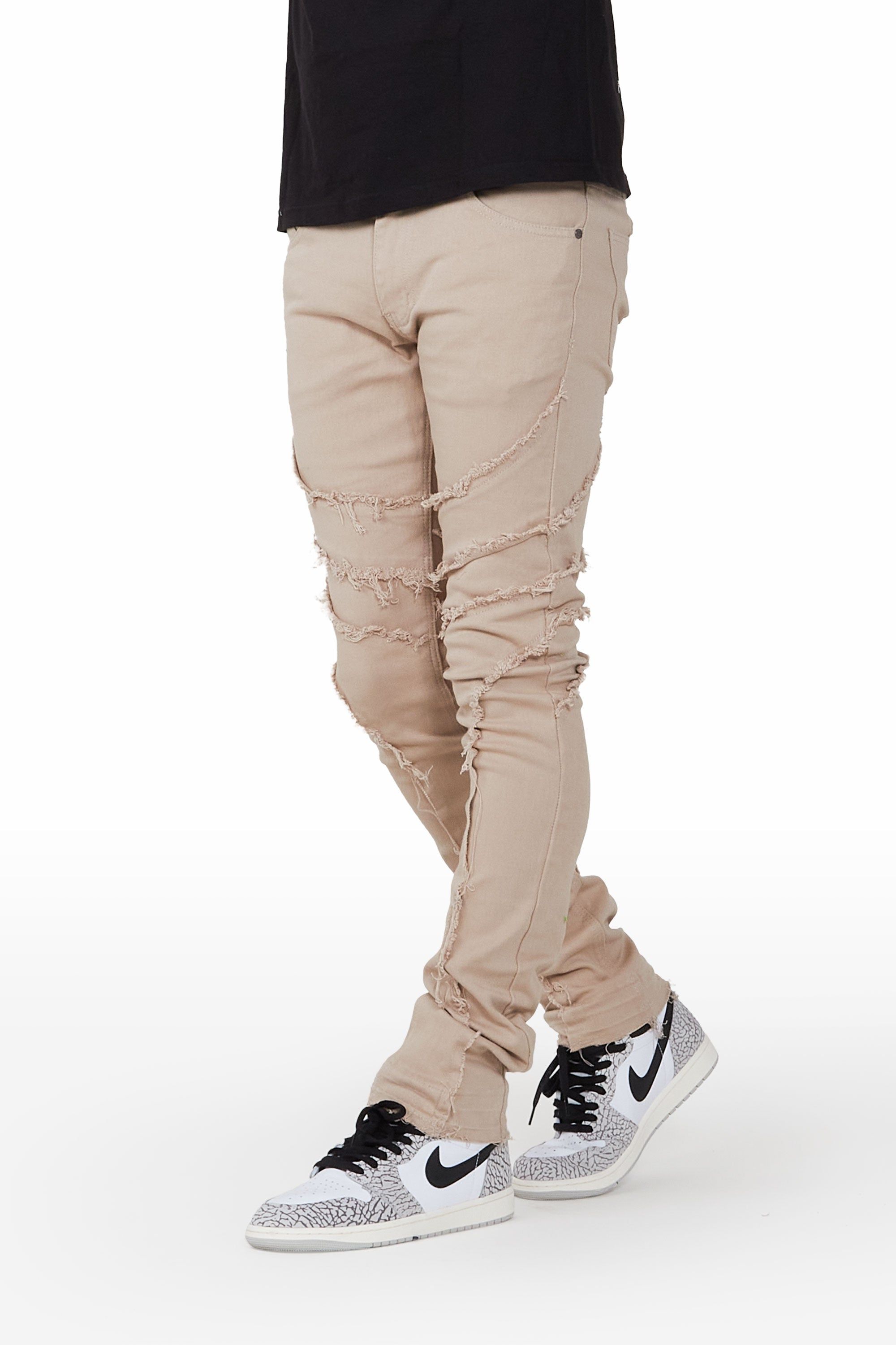 Sagan Tan Stacked Flare Jean sold by Rockstar Original