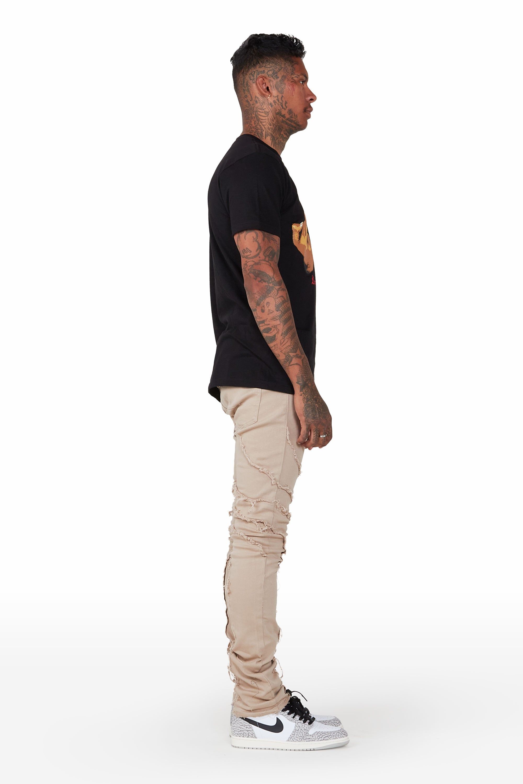 Sagan Tan Stacked Flare Jean sold by Rockstar Original product image thumbnail 3