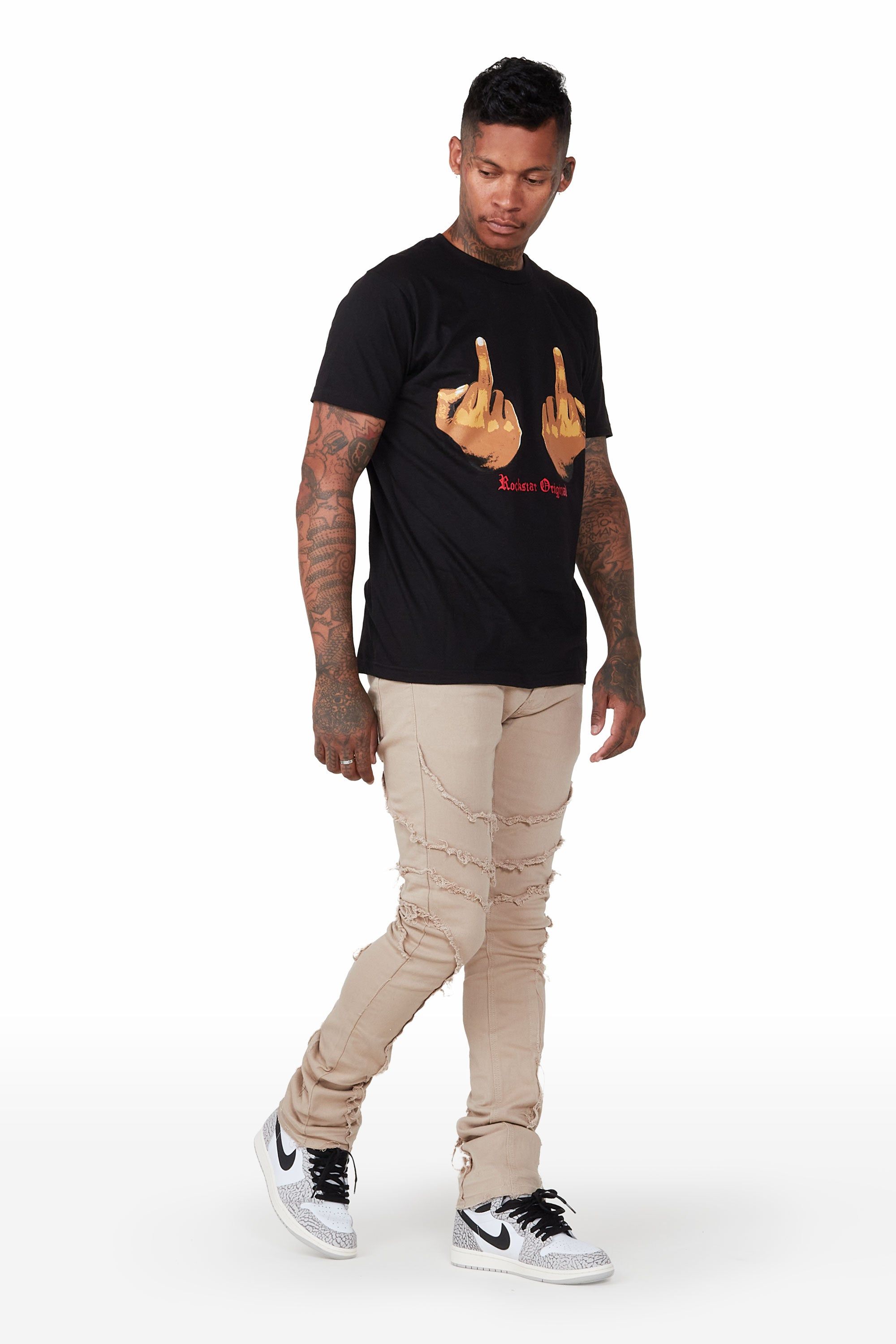 Sagan Tan Stacked Flare Jean sold by Rockstar Original product image thumbnail 5