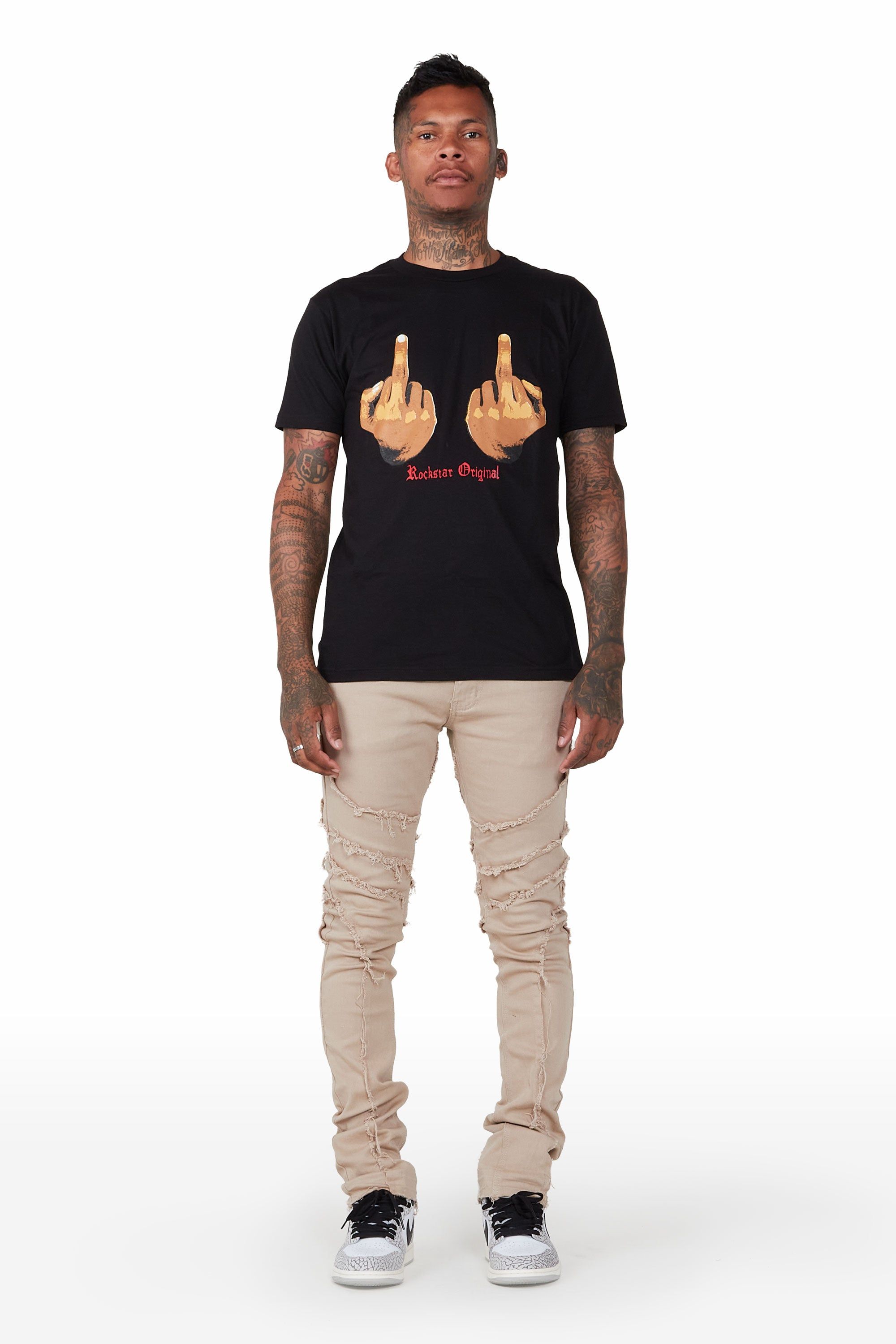 Sagan Tan Stacked Flare Jean sold by Rockstar Original product image thumbnail 2