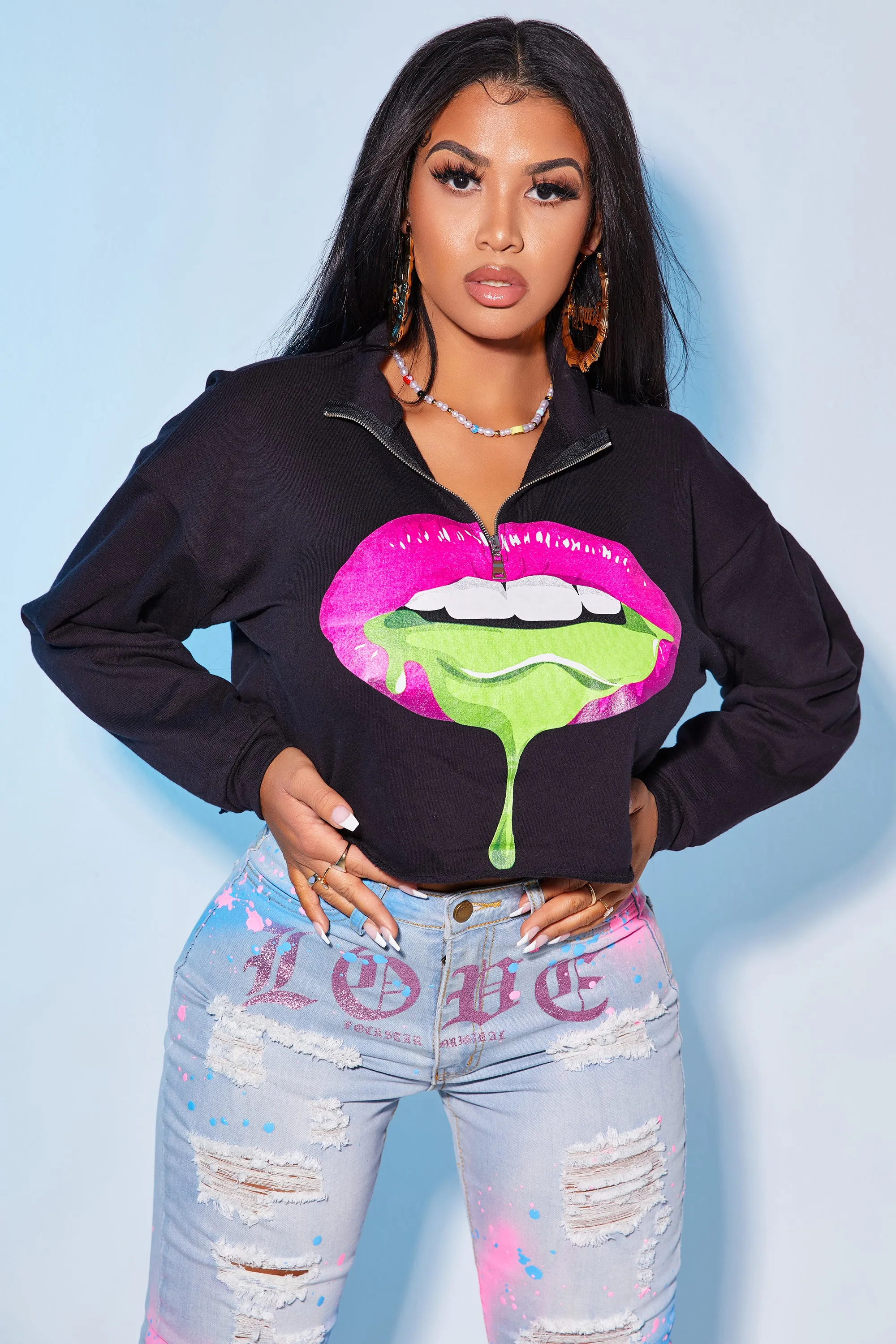 Reagan Cropped Sweatshirt-Black sold by Rockstar Original product image thumbnail 4