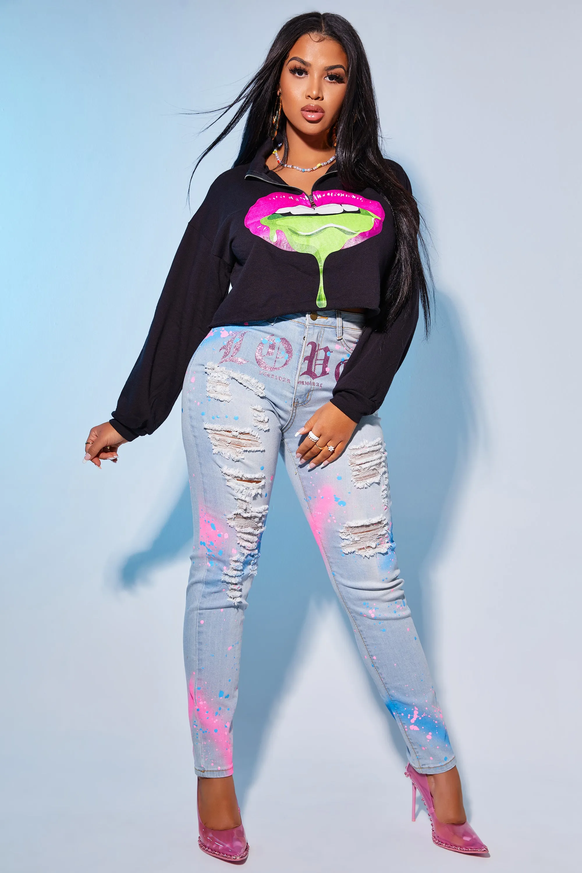 Reagan Cropped Sweatshirt-Black sold by Rockstar Original product image thumbnail 2