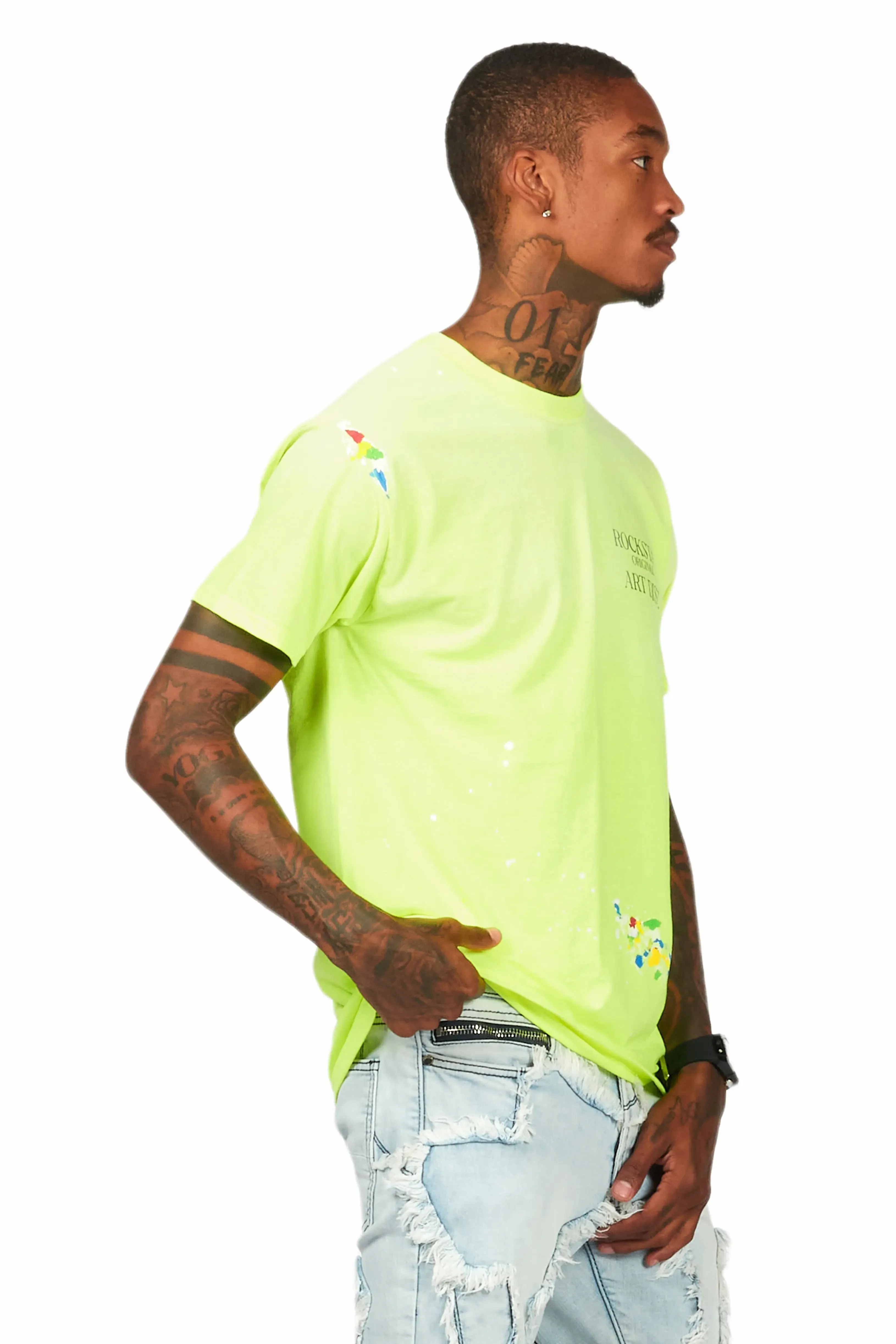 Palmer Neon Yellow Graphic T-Shirt sold by Rockstar Original product image thumbnail 3