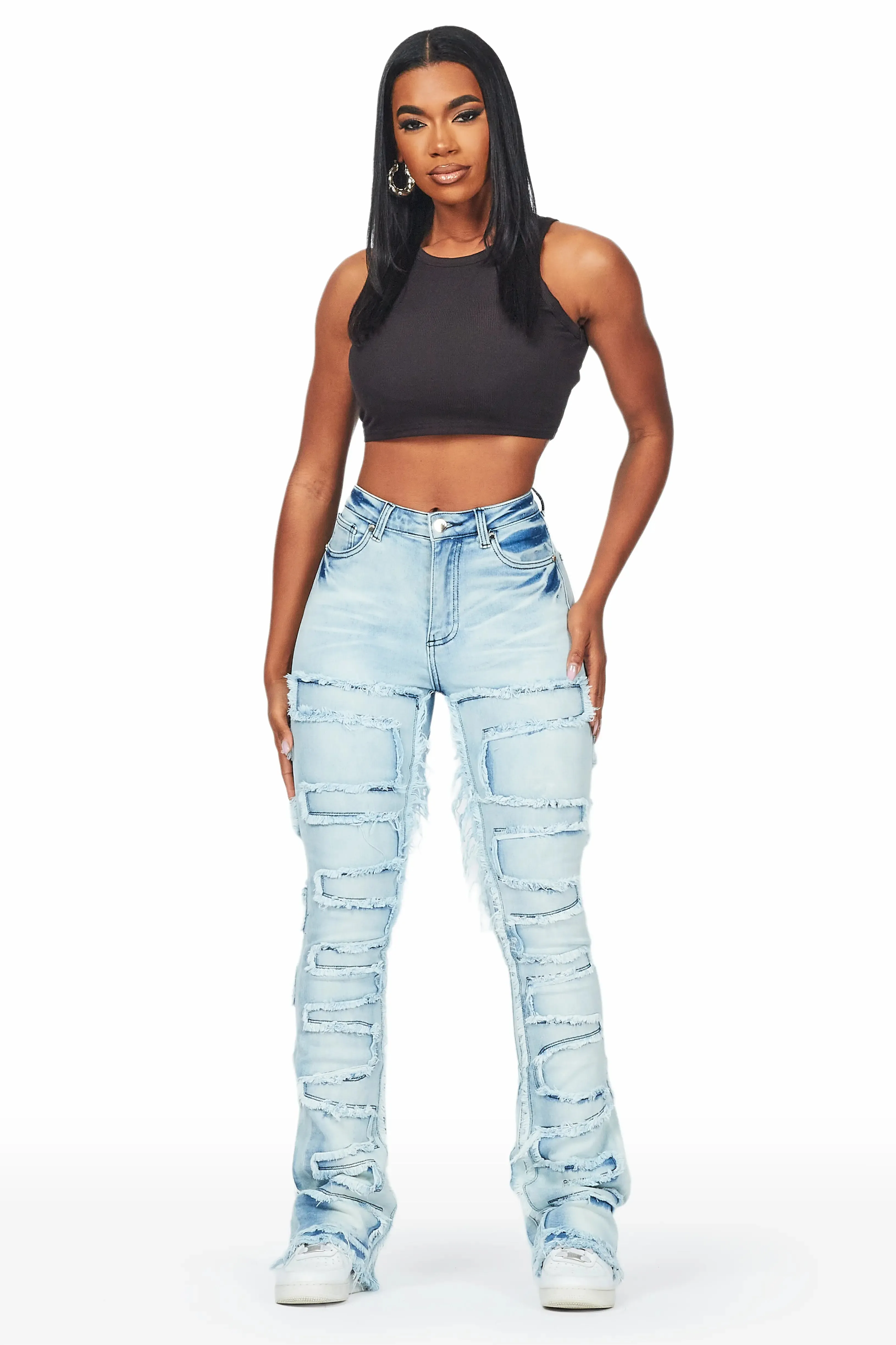 Zariyah Light Wash Stacked Flare Jean sold by Rockstar Original product image thumbnail 3