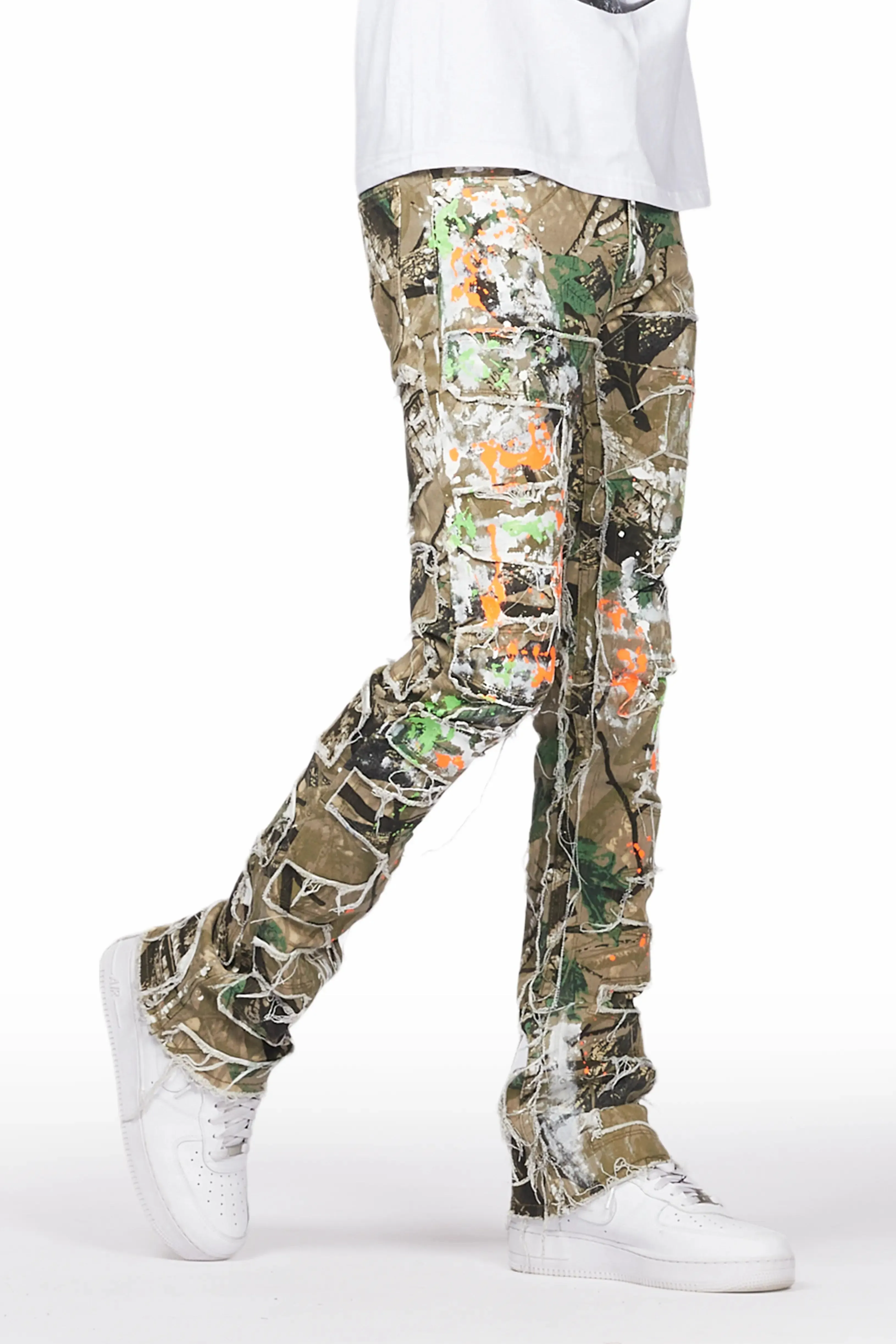 Egras Tree Camo Painter Stacked Flare Jean sold by Rockstar Original