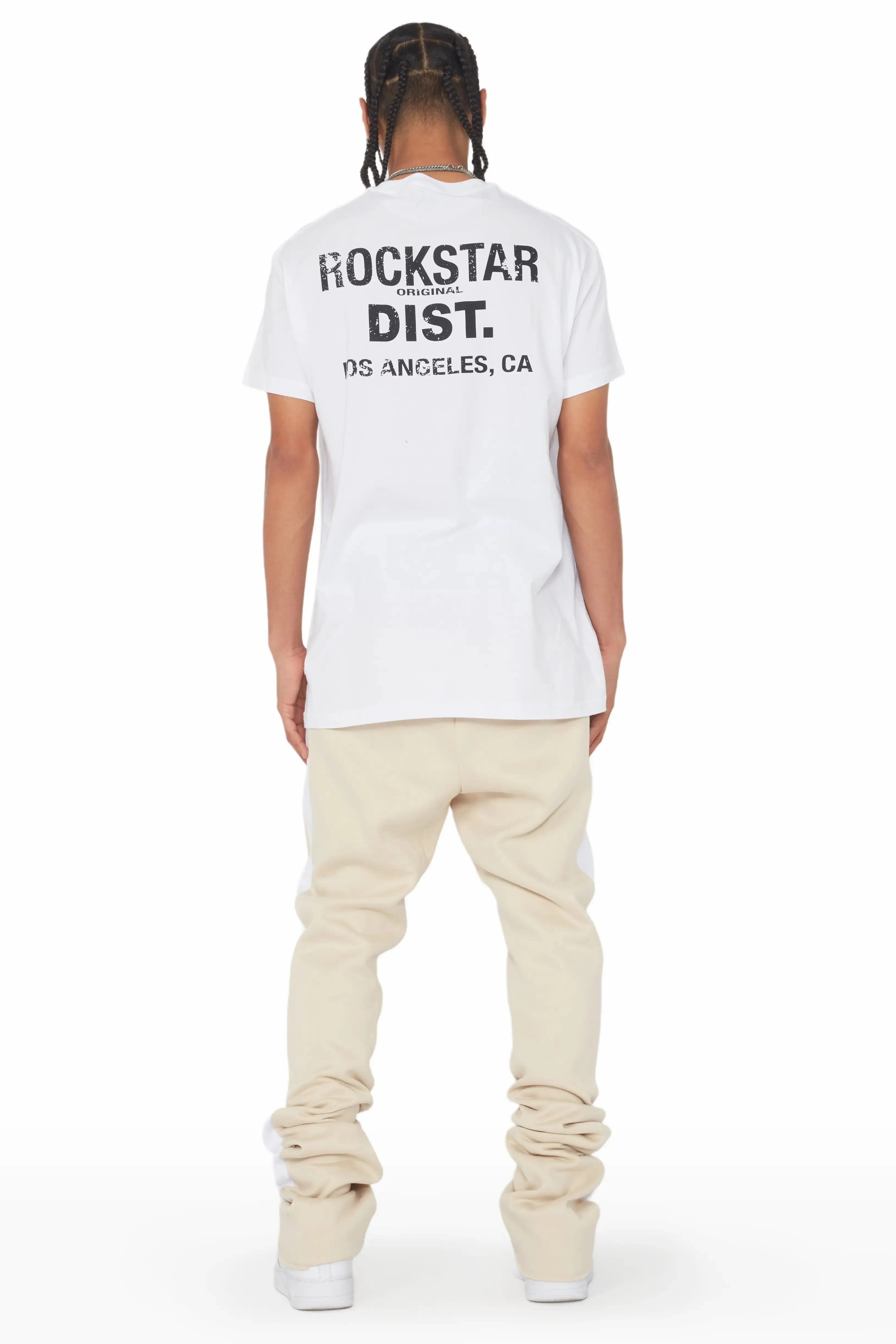 Leonel Beige Stacked Flare Track Pant sold by Rockstar Original product image thumbnail 4