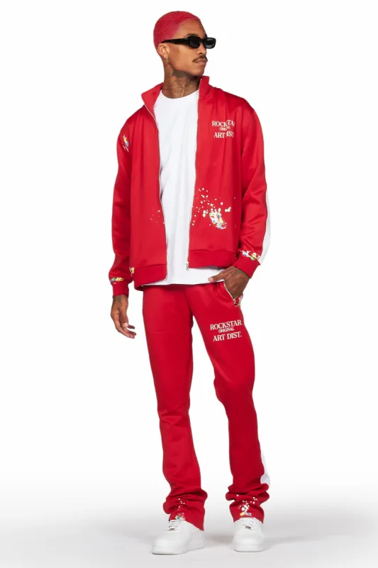 Rockstar Art Red Tricot Stacked Track Set Parallel