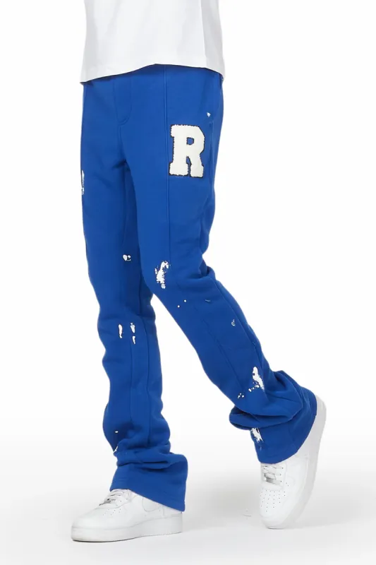 Angelo Royal Blue Patchwork Stacked Flare Pants sold by Rockstar Original