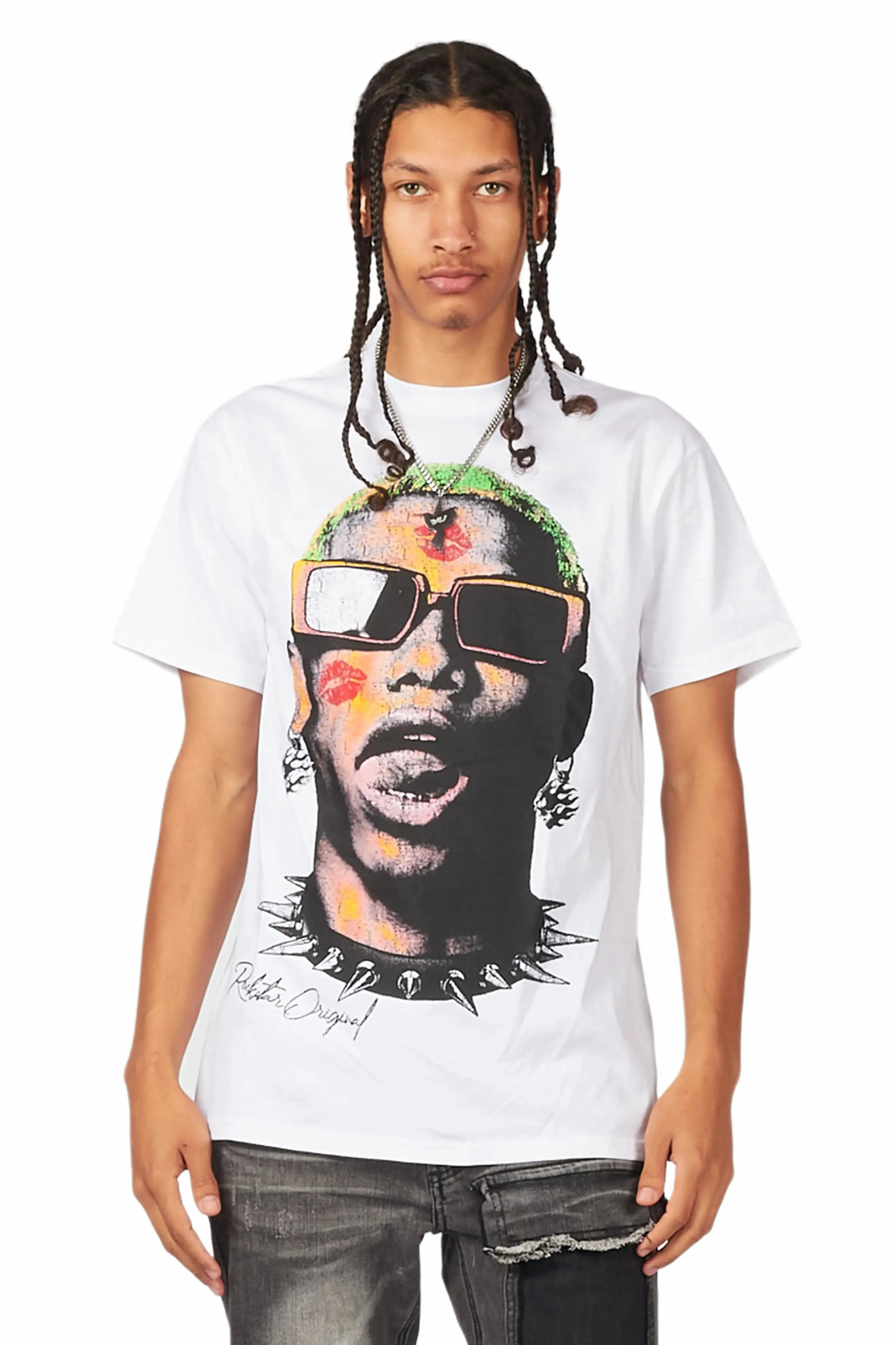 Machine Gun White Graphic T-Shirt sold by Rockstar Original