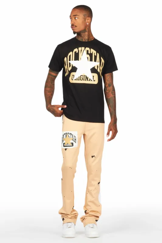 Dash Black/Beige T-Shirt/Stacked Flare Track Set sold by Rockstar Original