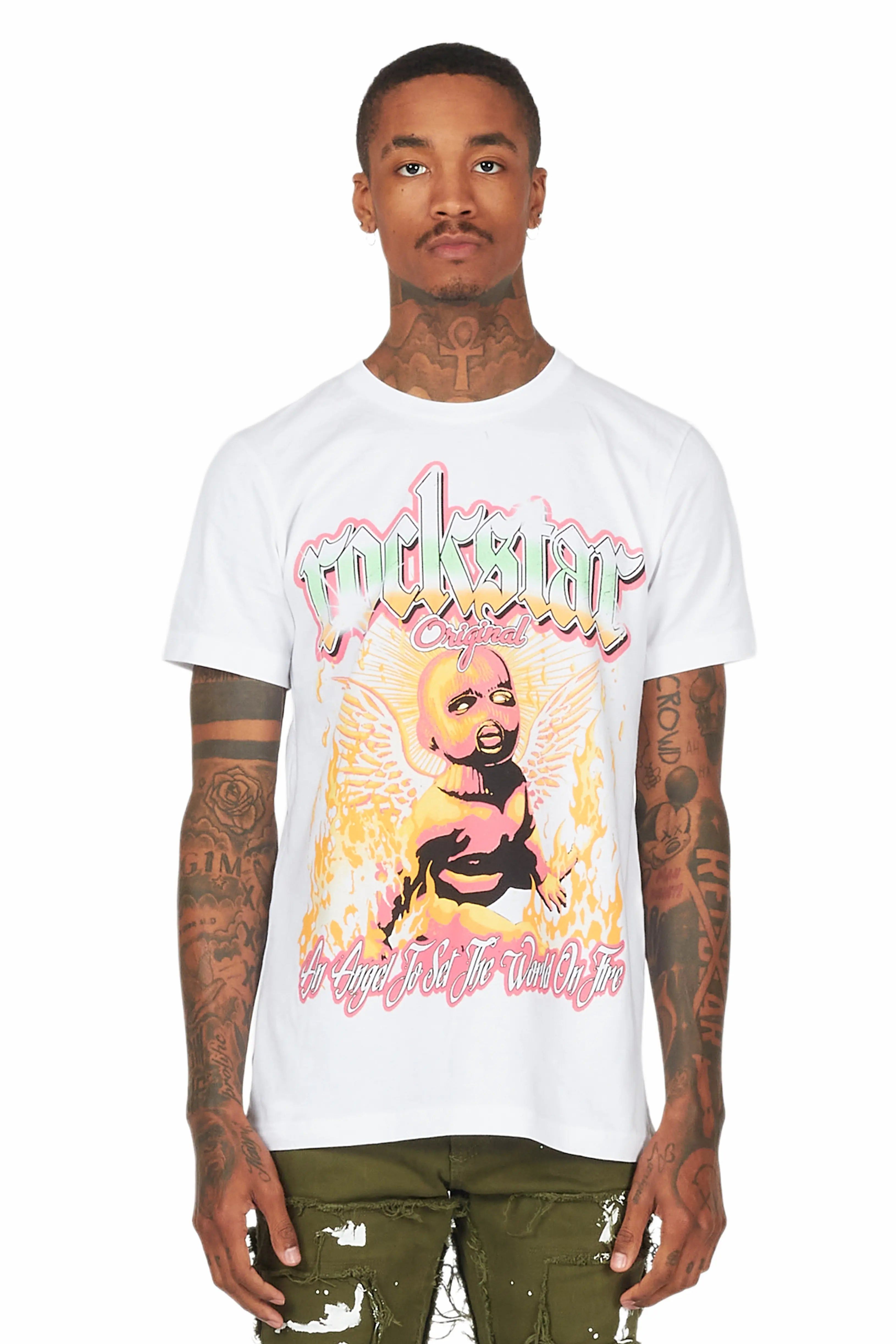 Whitefall White Graphic T-Shirt sold by Rockstar Original