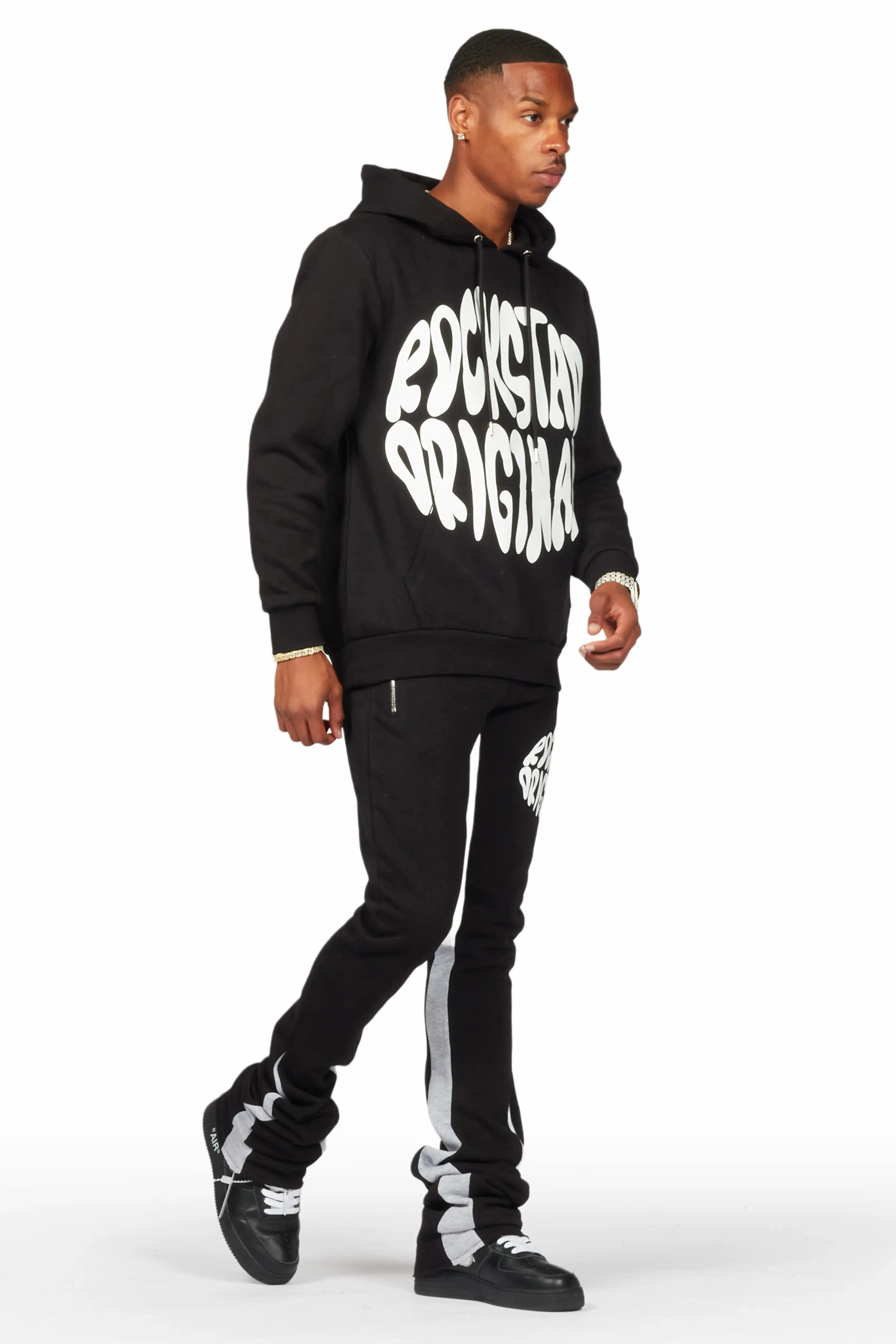 Thierry Black Super Stacked Flare Track Pant Set sold by Rockstar Original product image thumbnail 3