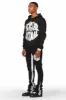 Thierry Black Super Stacked Flare Track Pant Set sold by Rockstar Original