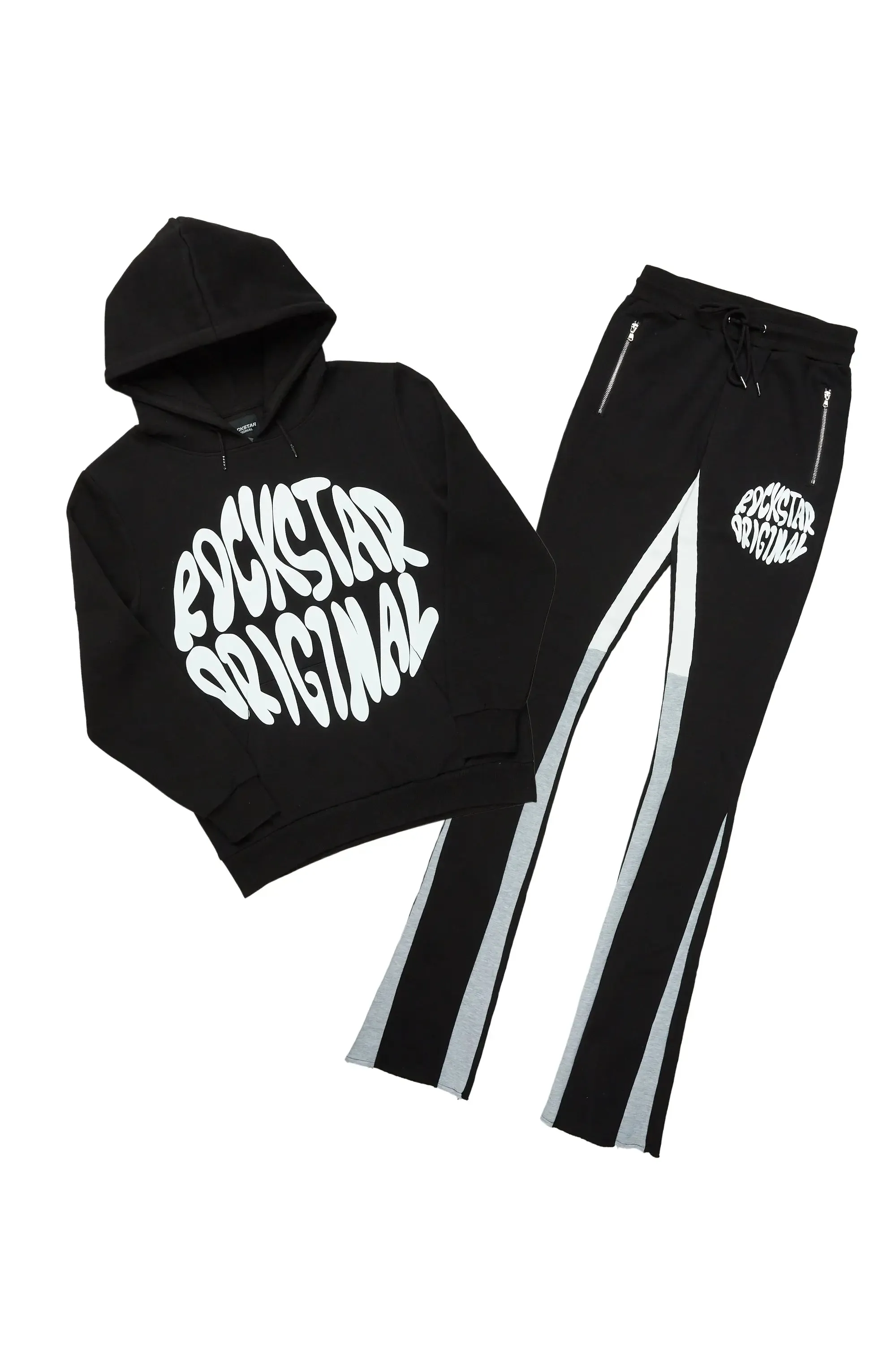 Thierry Black Super Stacked Flare Track Pant Set sold by Rockstar Original product image thumbnail 2