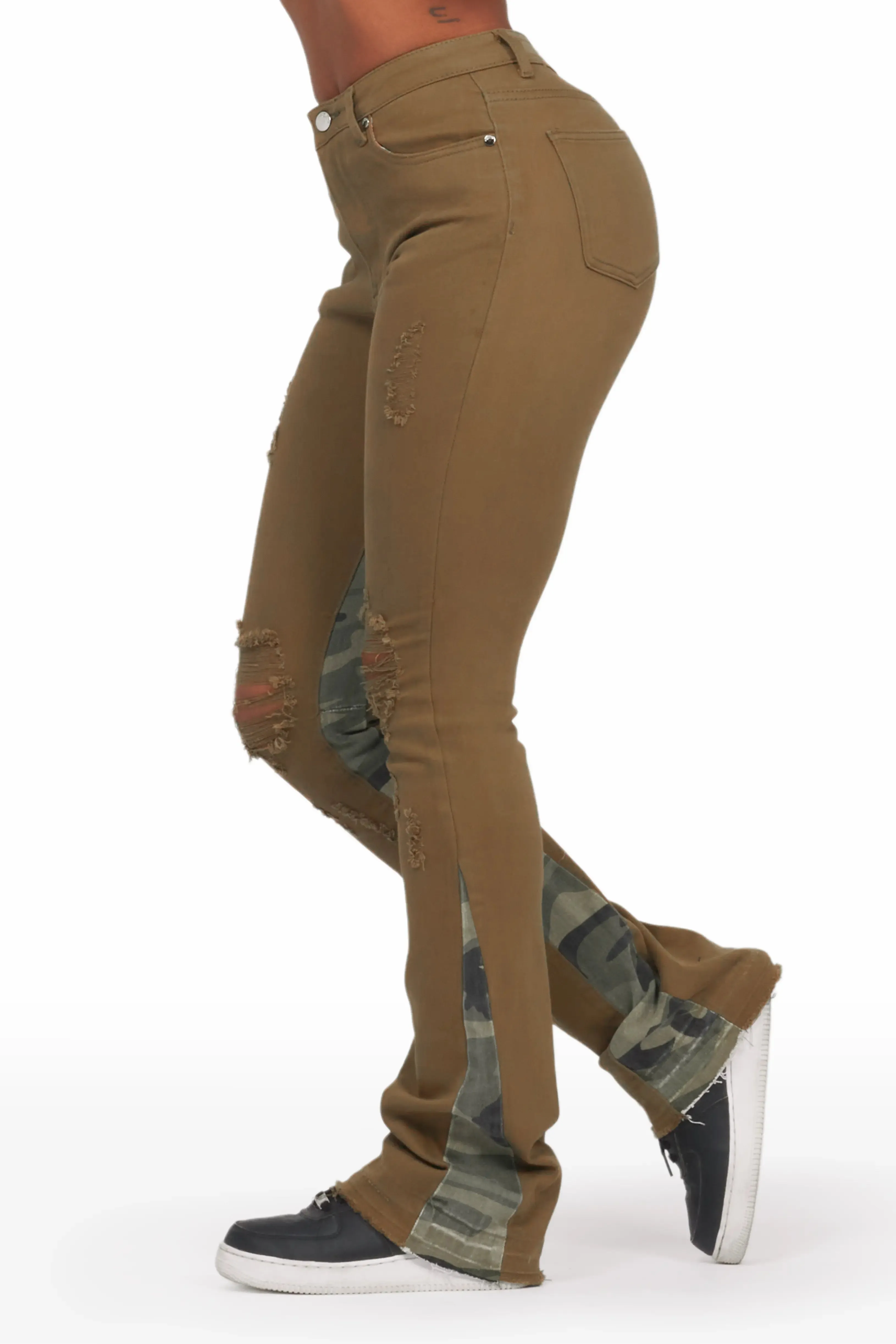 Khaleesy Olive Camo Stacked Flare Jean sold by Rockstar Original product image thumbnail 2