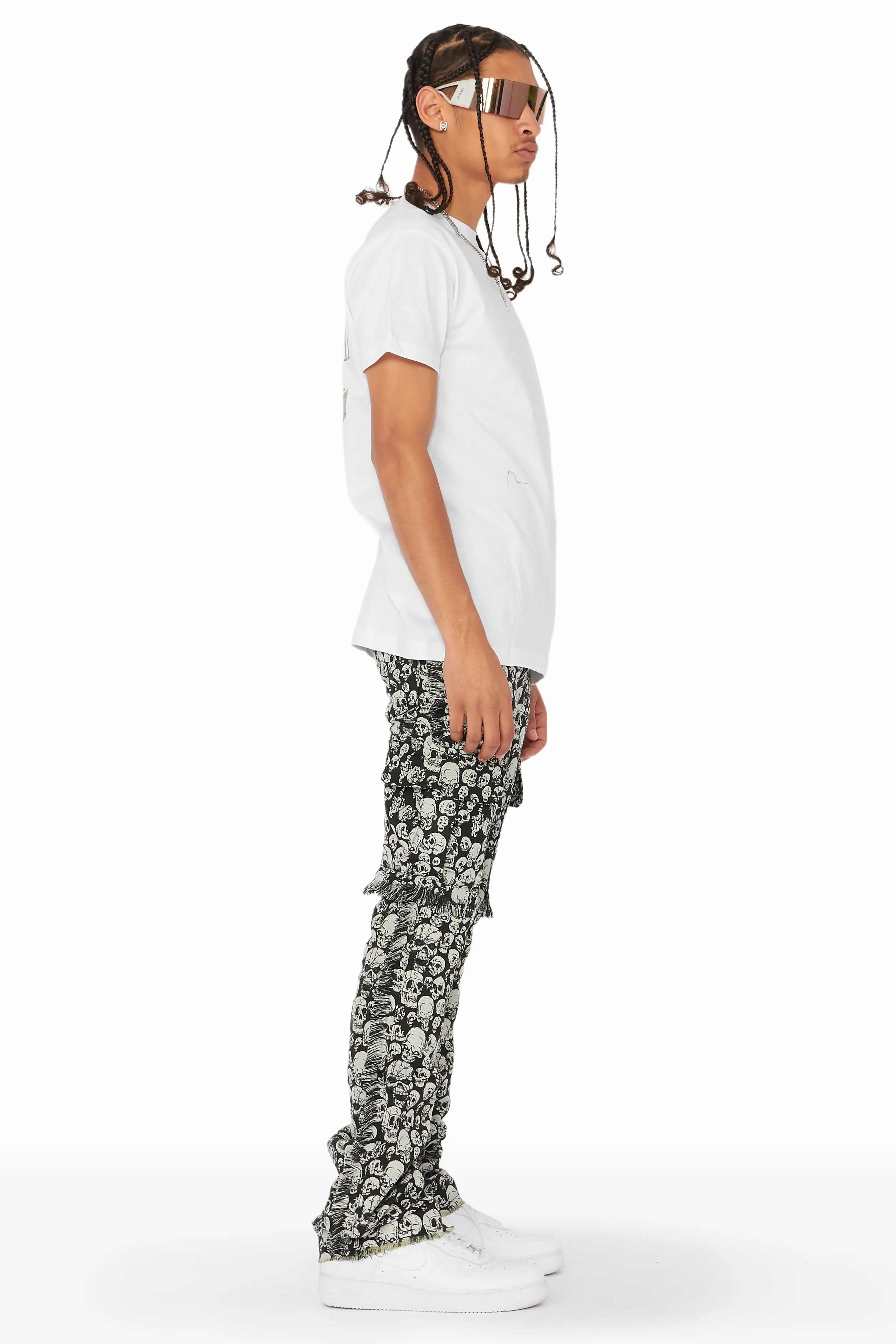 Zane Black/White Stacked Flare Cargo Jean sold by Rockstar Original product image thumbnail 3