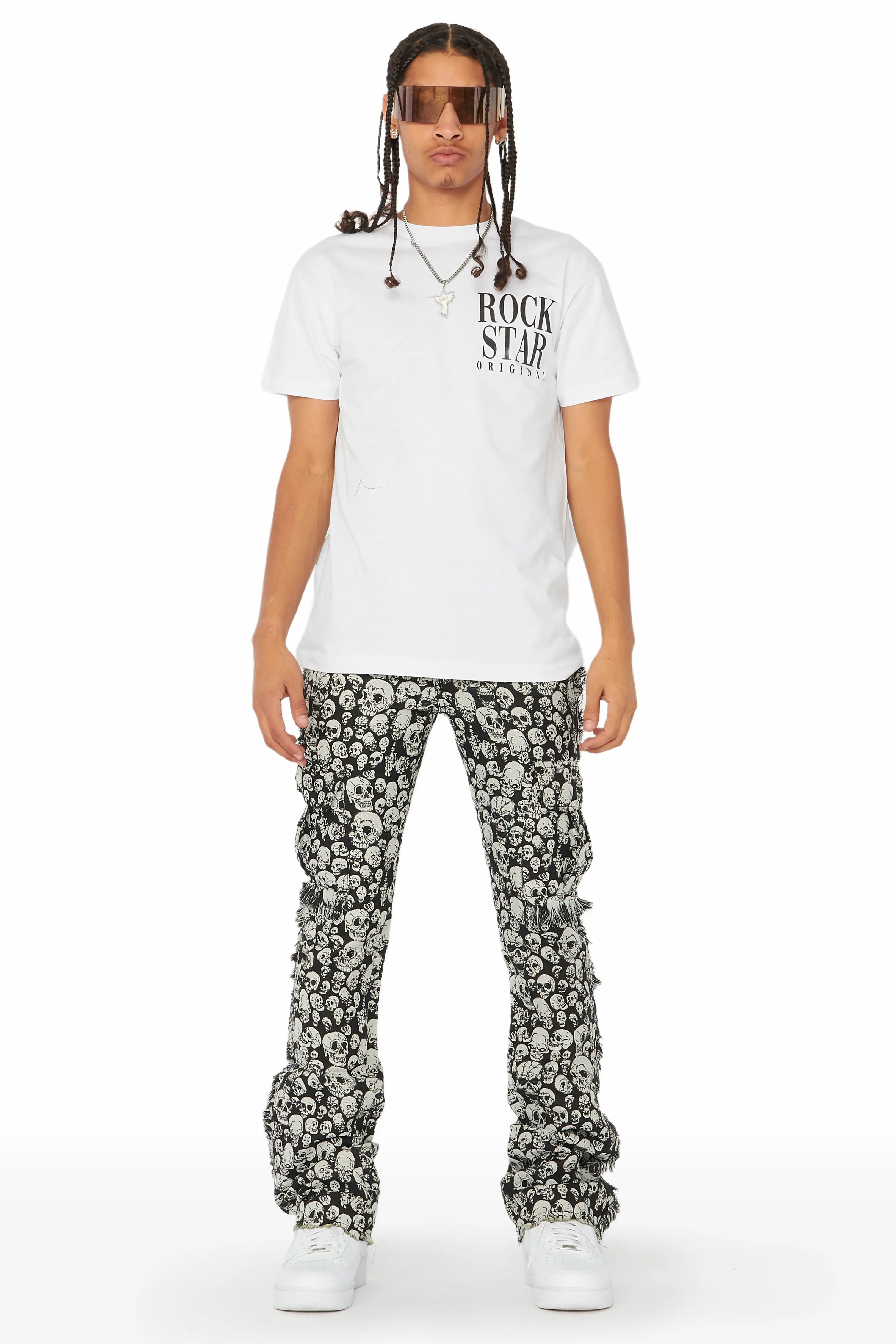 Zane Black/White Stacked Flare Cargo Jean sold by Rockstar Original product image thumbnail 2